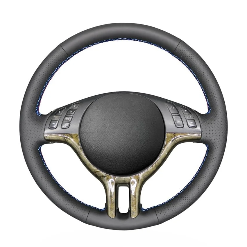 MEWANT Passgenauer Lenkradbezug zum Nähen für E39 E46 325i E53 | E39 E46 325i E53 X5 Kunstleder Atmungsaktiv Für Beheizte Lenkräder Langlebig