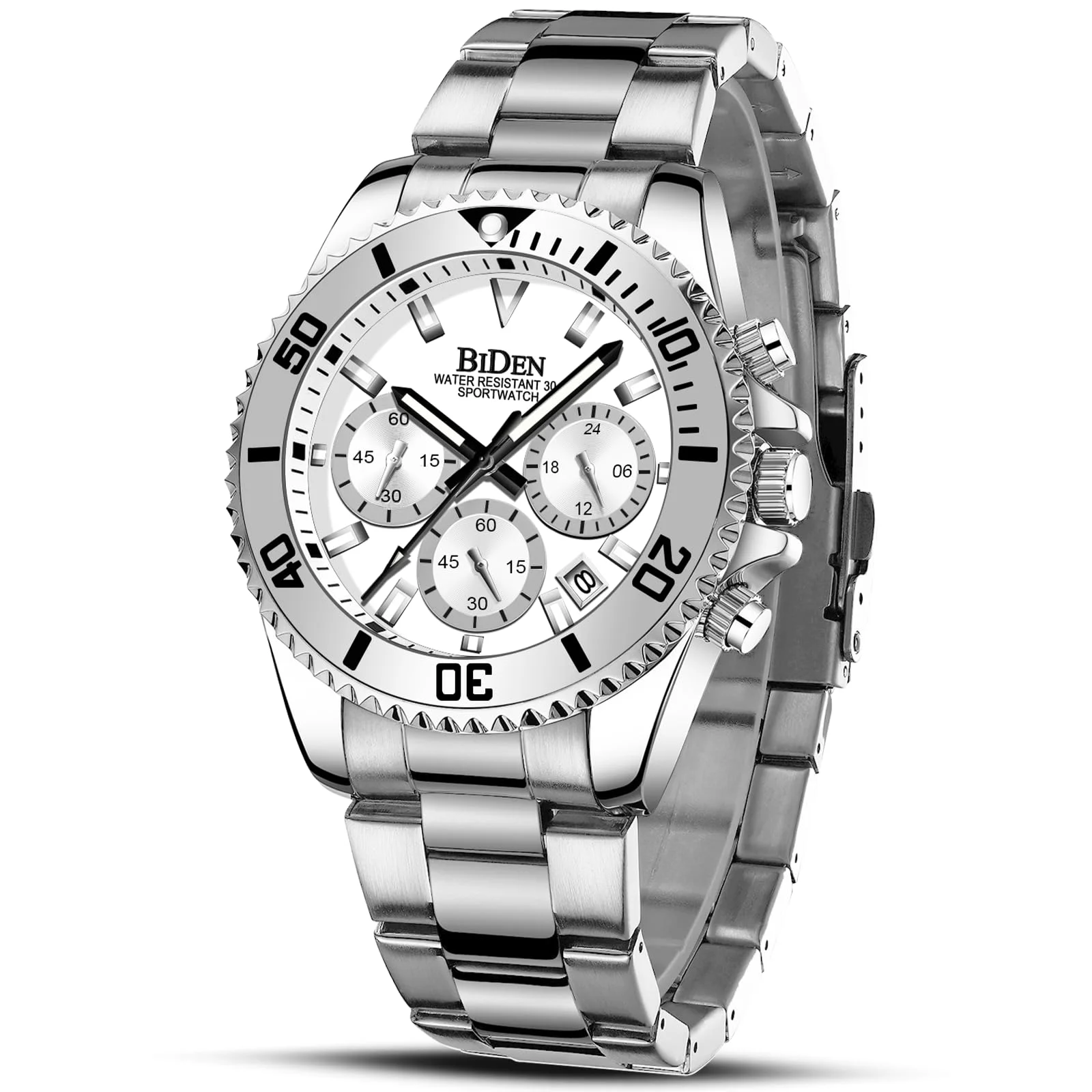 Biden BIDEN-0163 Herren-Armbanduhr, analog, Quarz, mit Edelstahlarmband