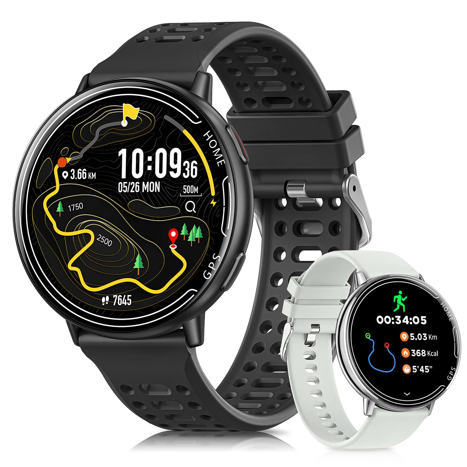 Rmana GPS Smartwatch Herren, 1.39" Smart Watch for Men mit Bluetooth Anruf, Sportmodi,Herzfrequenz, Blutdruckmessung, GPS Sportuhr für iOS Android