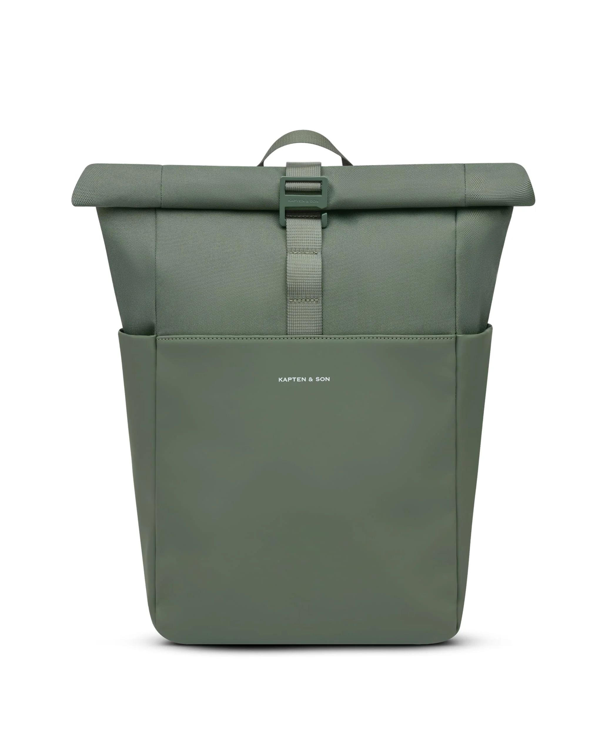 Kapten & Son Rucksack Basic Dusty Green 16-18 L | Rolltop Rucksack Damen & Herren Grün | Handgepäck Rucksack mit 14'' Laptopfach | Vegan & Wasserabweisend