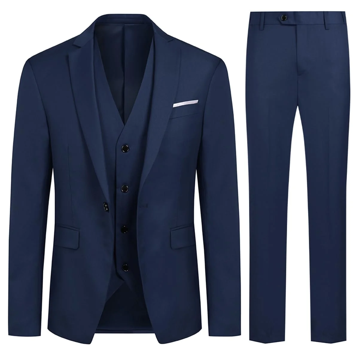 Allthemen Herren Anzug 3 Teilig Slim Fit Anzüge Business Hochzeit Modern | Sakko Hose Weste, Formelle Arbeit, 1 Knopf, Revers, Einfarbig, Einreihiger, Smoking, Komplett Set, Elegant