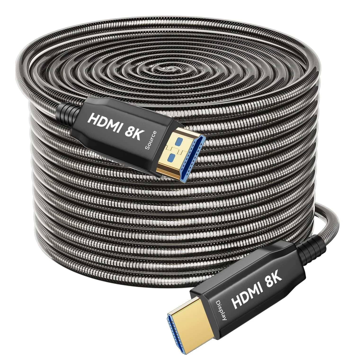 8k HDMI Glasfaserkabel 60M Metall Panzerung 48Gbps Ultra-High-Speed AOC Lichtleitkabel 2.1 Kabel HDR kompatibel mit PS5 Xbox X-Serie PC HD-TV Projektor Heimkino TV-Box Game-Box Blu-ray-Player