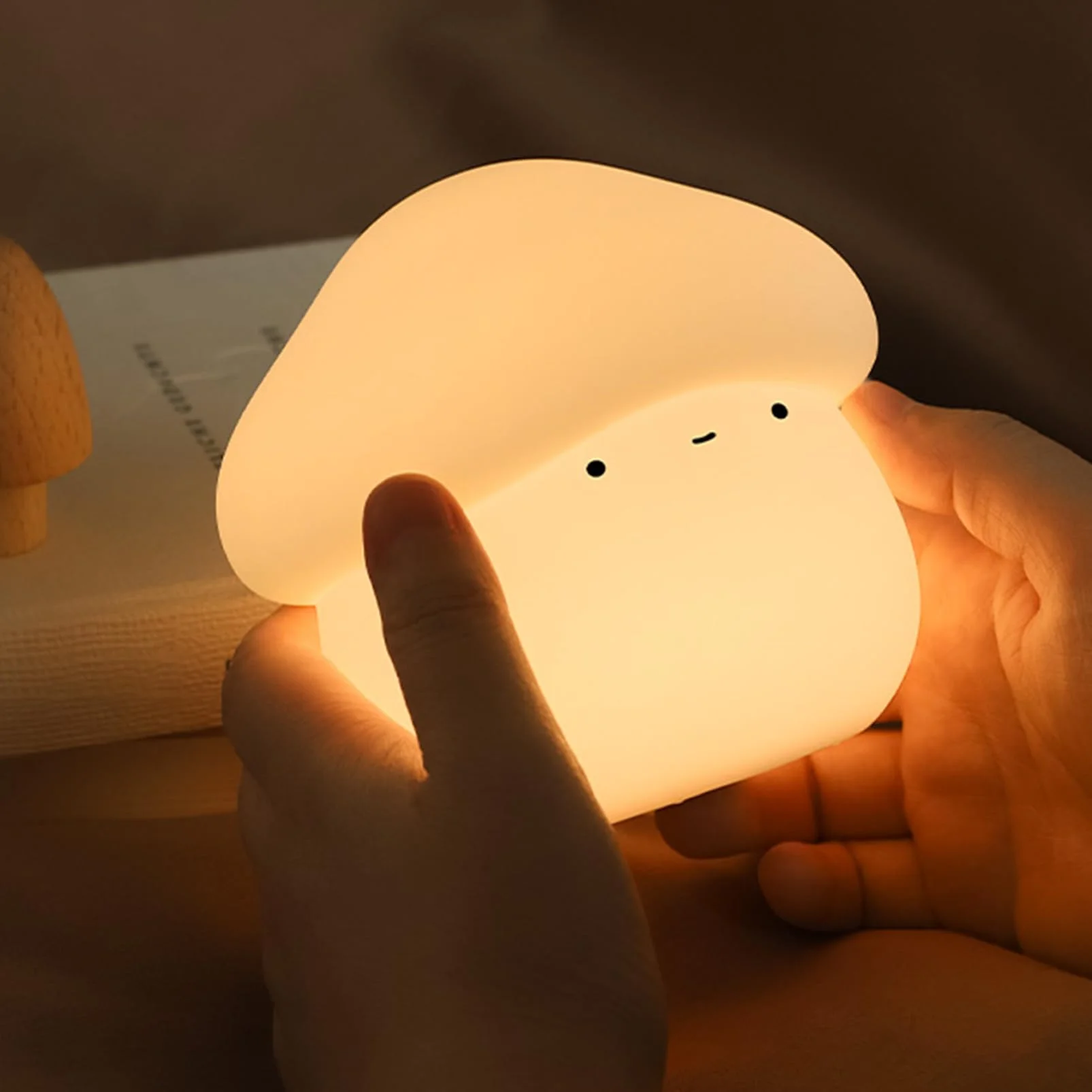 Auezona Pilz Nachtlicht Kinder, Nachtlicht Baby Stilllicht, Baby Geschenk | Silikon Nachttischlampe Touch Dimmbar, Wiederaufladbare LED Nachtlicht Kinder Timer, Pilz Nachtlicht Kawaii Kinderzimmer Deko