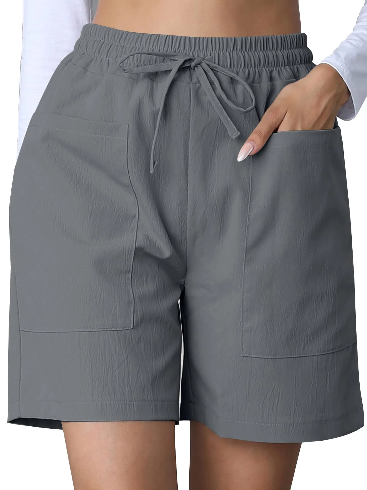 Vcindai Damen Sommer Shorts Kurz Hose Bermuda Short Sporthose mit Gummizug und Taschen