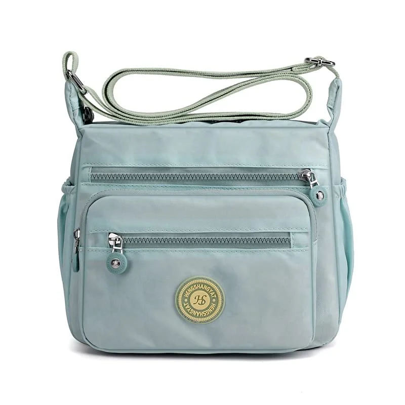 Gelory Mehr-Taschen Lässige Umhängetasche für Frauen, aus Nylon, wasserdicht, verstellbarer Riemen, Reise-Messenger-Tasche, Schultertasche und Geldbörse, lichtgrün, Einheitsgröße