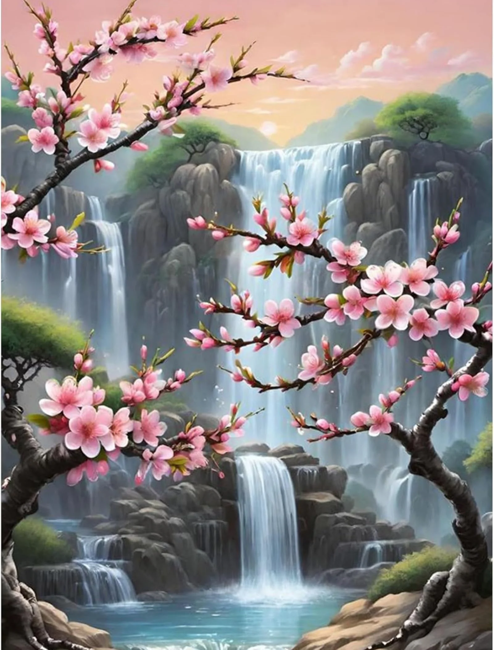ParNarZar Diamond Painting Set 30x40cm 5D Diamant Malerei Bilder für Erwachsene & Kinder, Wasserfall Komplettset mit eckige steine, Full Drill DIY Kunsthandwerk Wanddeko