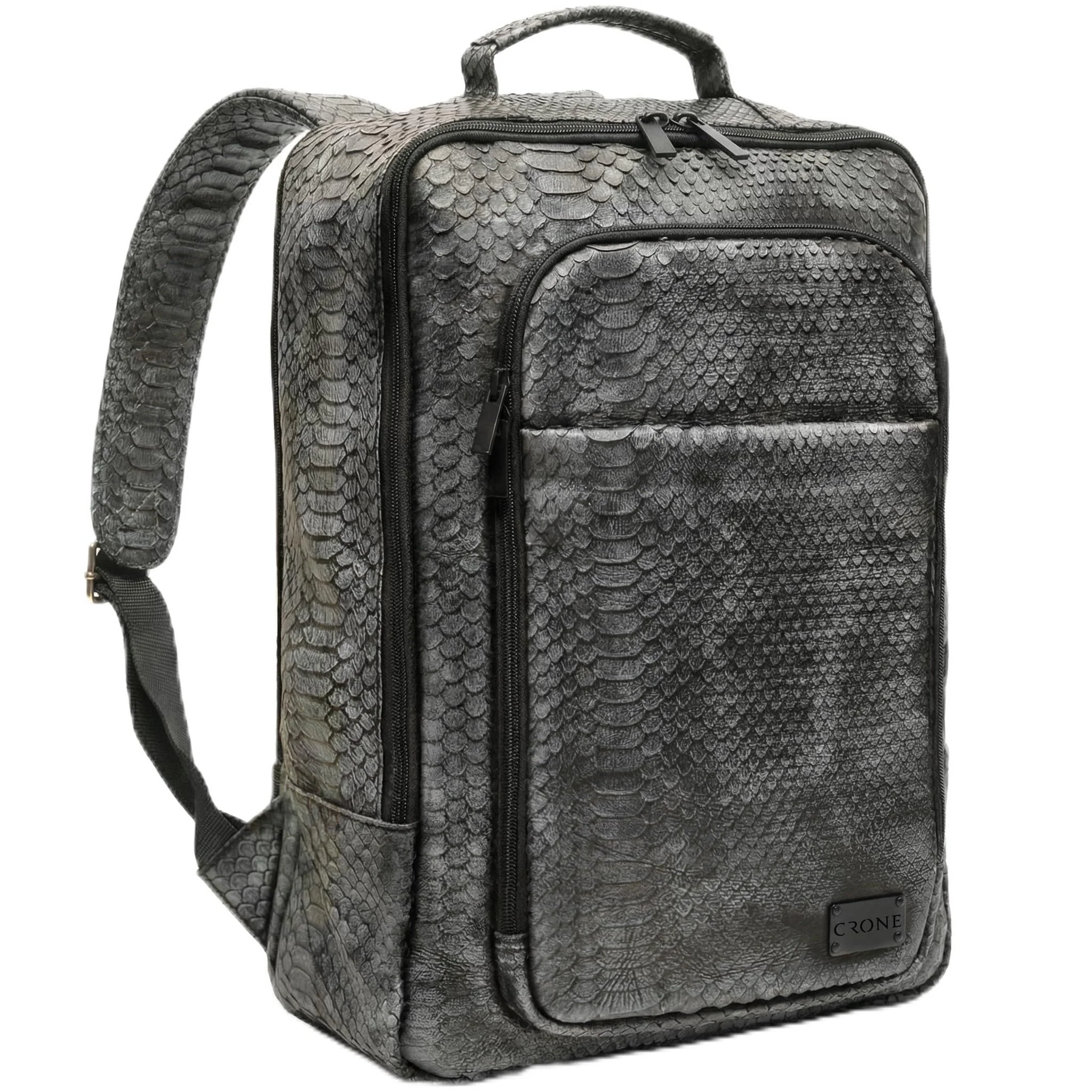 Crone Tokyo Herren Lederrucksack Echtleder, Python Cut | Echtleder, Laptopfach, Business Rucksack, Daypack, Handgepäck