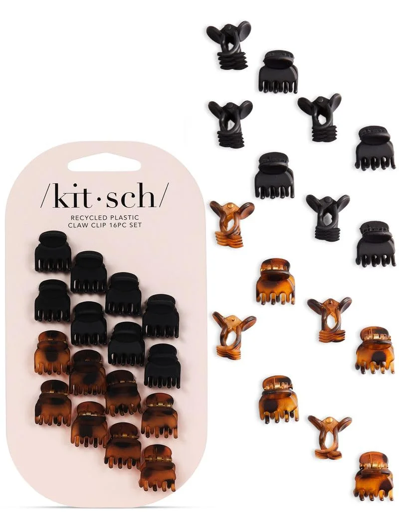 Kitsch Haarklammern Klein Für Damen - Schwarz & Tortoise, 16 Stück | Modisch Kleine Haarspangen Damen & Mädchen, Bleibt an Ort und Stelle, Ohne Zu Ziehen, Langlebiger Haarschmuck