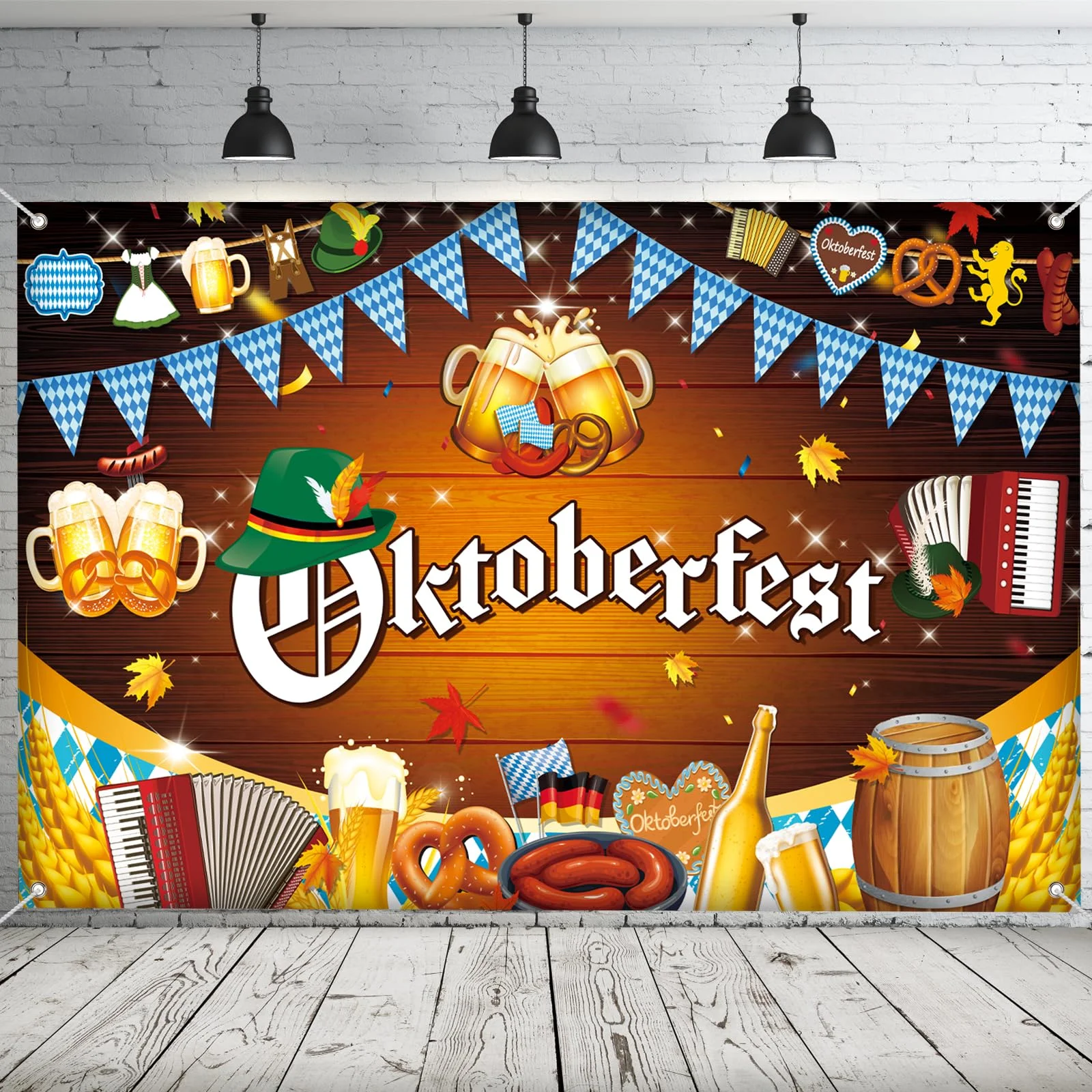 AhfuLife Oktoberfest Hintergrund Banner 180 * 110 cm, Extra Große Oktoberfest Deko Banner, Bayern Party Dekoration Bayerische Banner für Restaurants Haus Bar Deko