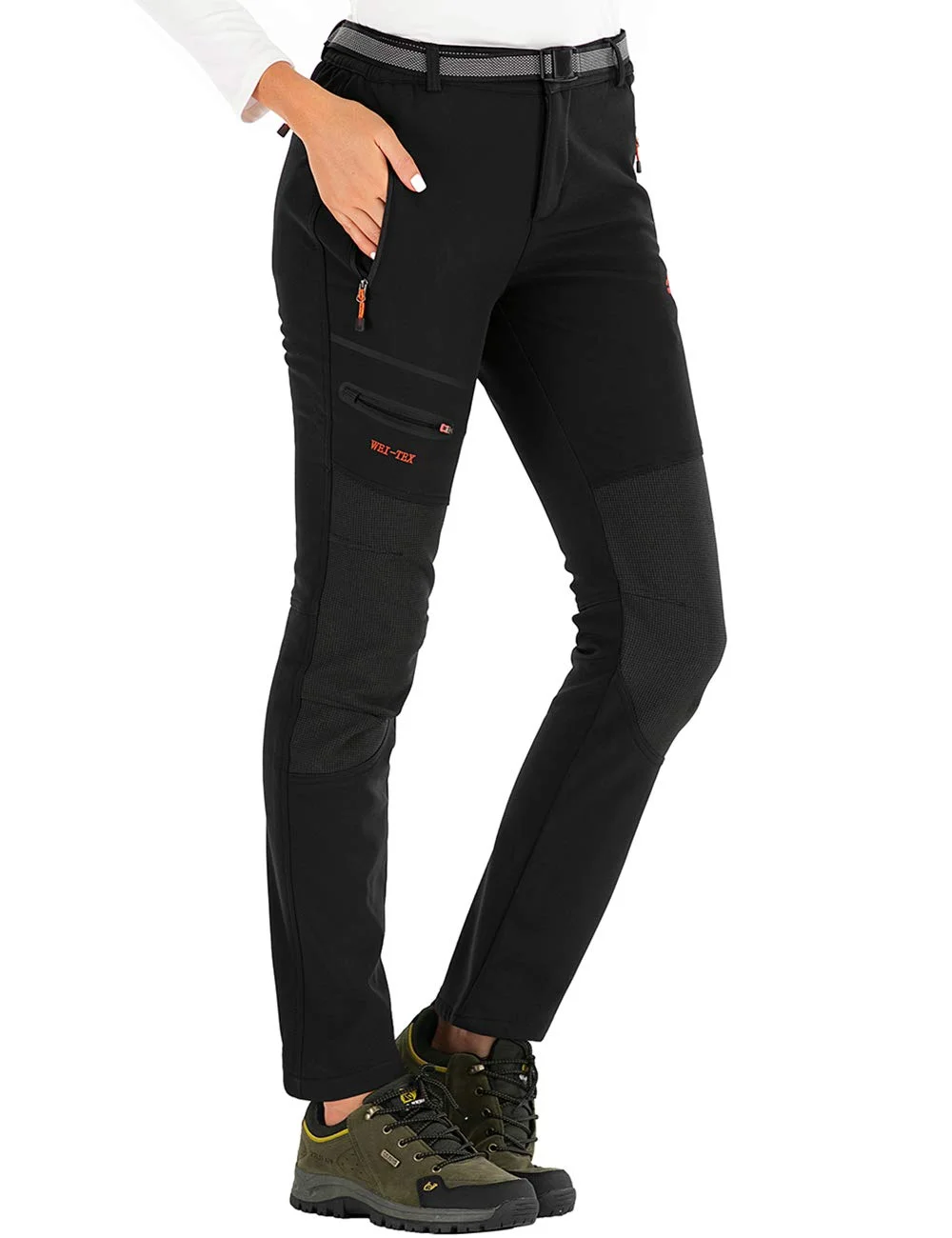 DAFENP Damen Wanderhose Skihose Wasserdicht Gefüttert Softshellhose | Winddicht Winter Warm Outdoorhose Snowboardhose Trekkinghose