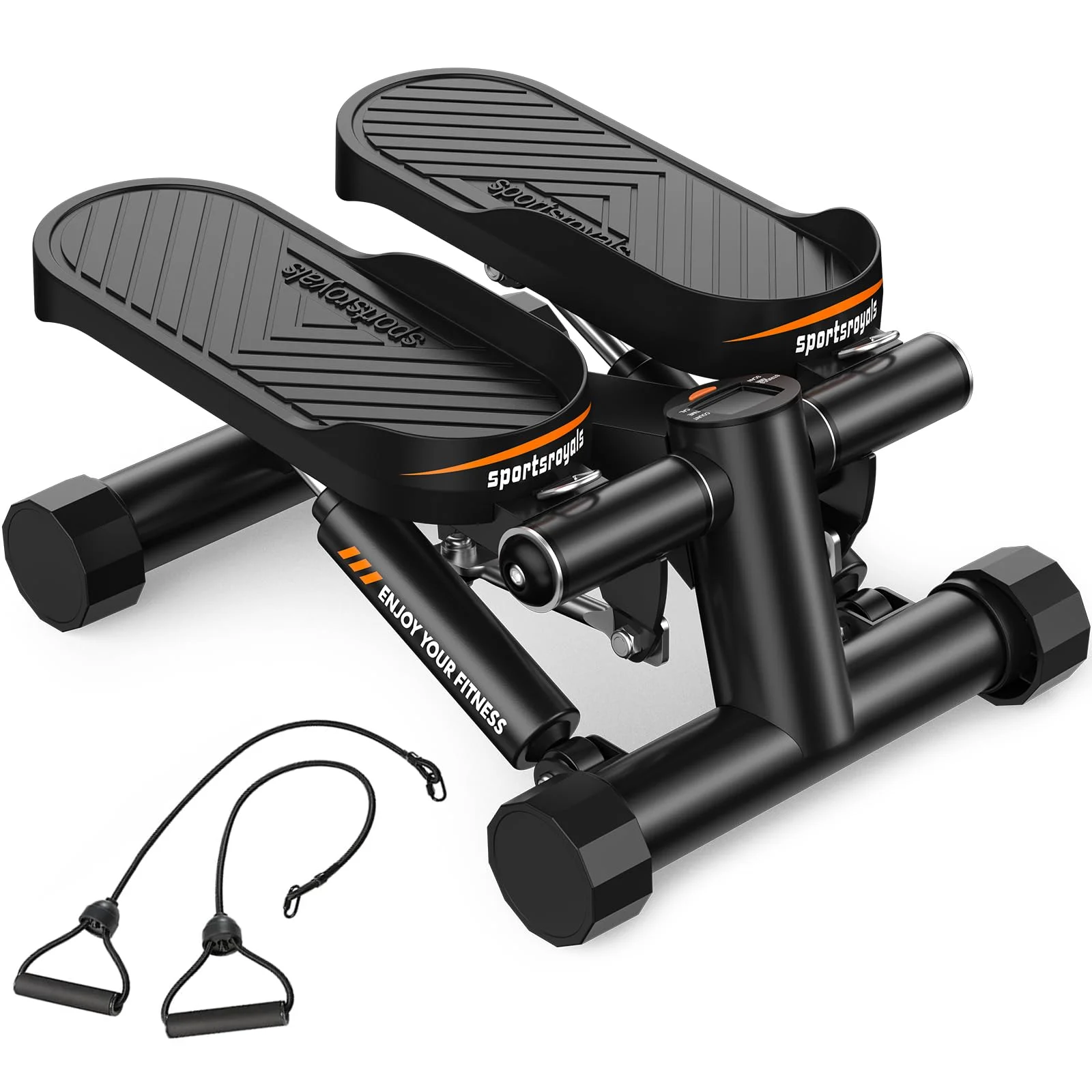 SPORTSROYALS Stair Mini Stepper für Zuhause Testsieger | Twist Stepper, widerstandsbände, bis 120-150 kg, LCD Display & rutschfeste Pedale,hne Montage, ideal für Homeoffice