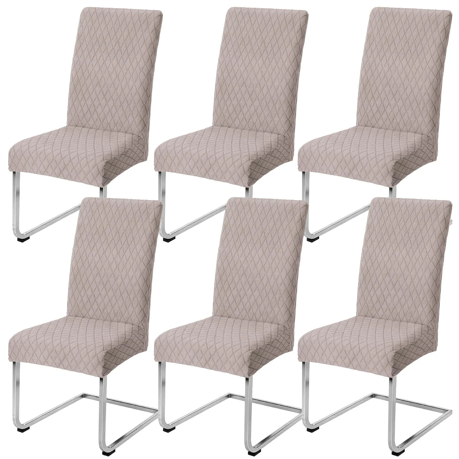 LANSHENG Stuhlhussen 6er Set, Waschbarer Stuhlhussen Schwingstühle, Taupe | Stretch Stuhlhussen Schwingstühle, Universal Hussen für Stühle, Küchen, Restaurants und Hotels