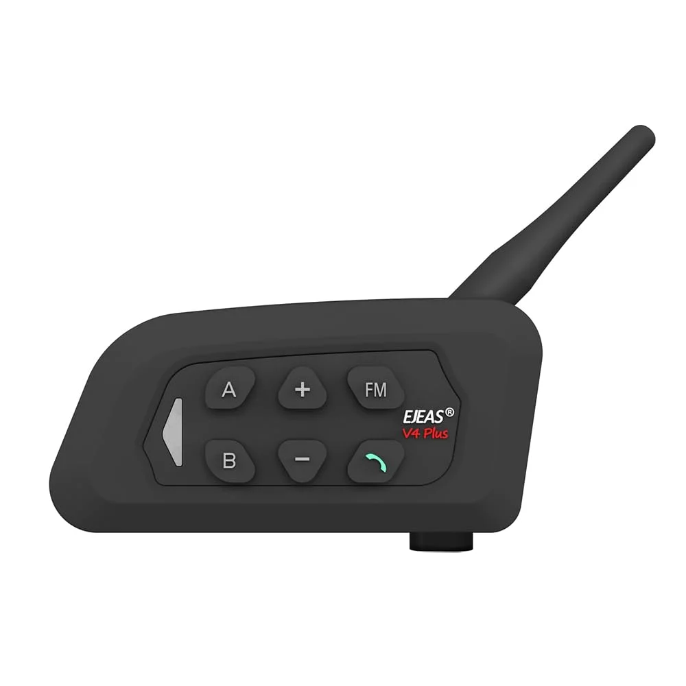 SolaMr V4 Plus Motorrad Headset Intercom, Motorrad Helm Bluetooth Headset, 4 Fahrten Gruppen Helm Gegensprechanlage für Motorräder, Ski, Fußball Schiedsrichter in 1500 Metern Reichweite - 1 Pack
