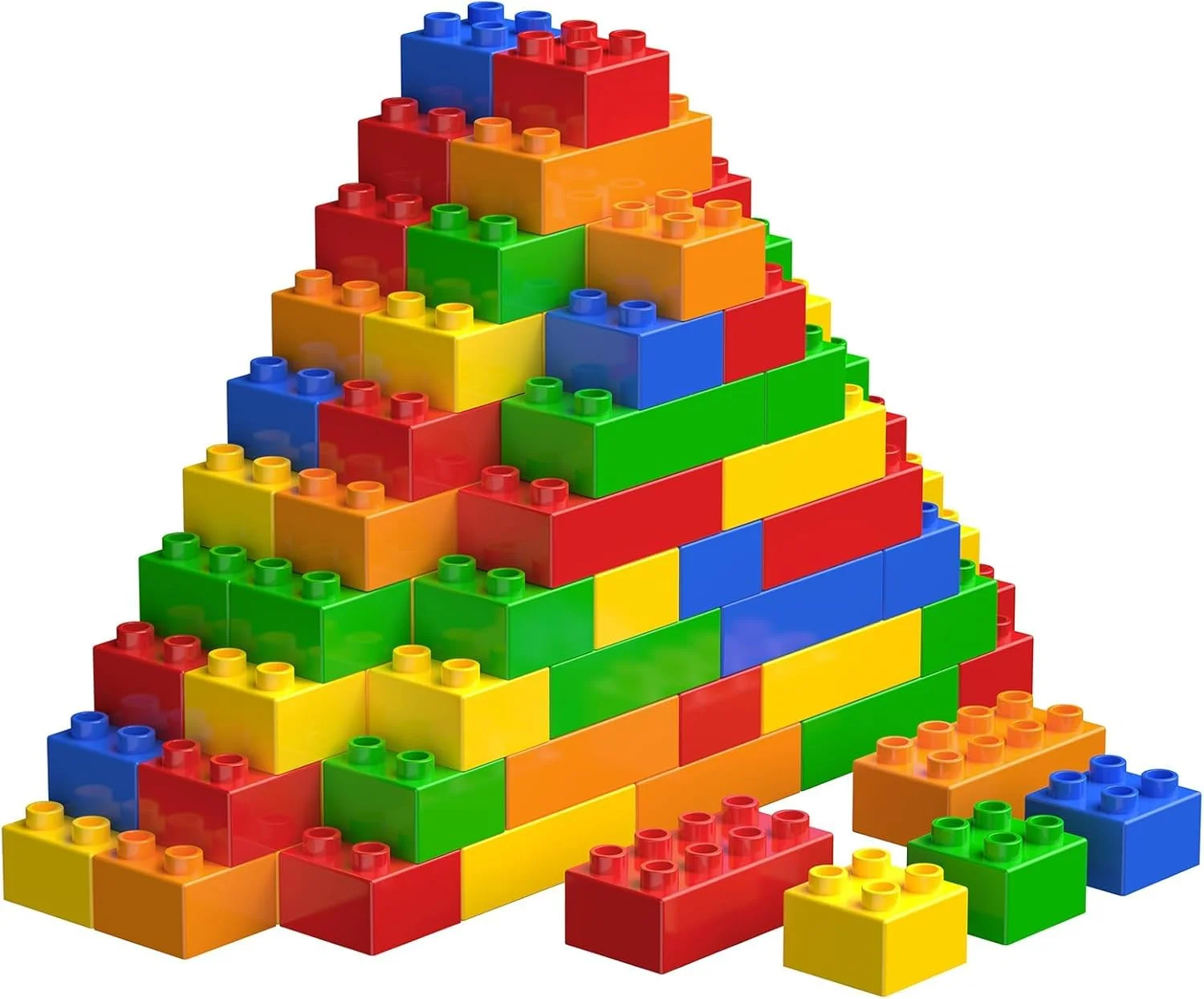 WYSWYG Große Bausteine-Set, 50 Teile Steine in 5 Farben, Kompatibel - Ideal für Kinder ab 3 4 5 6 Jahre