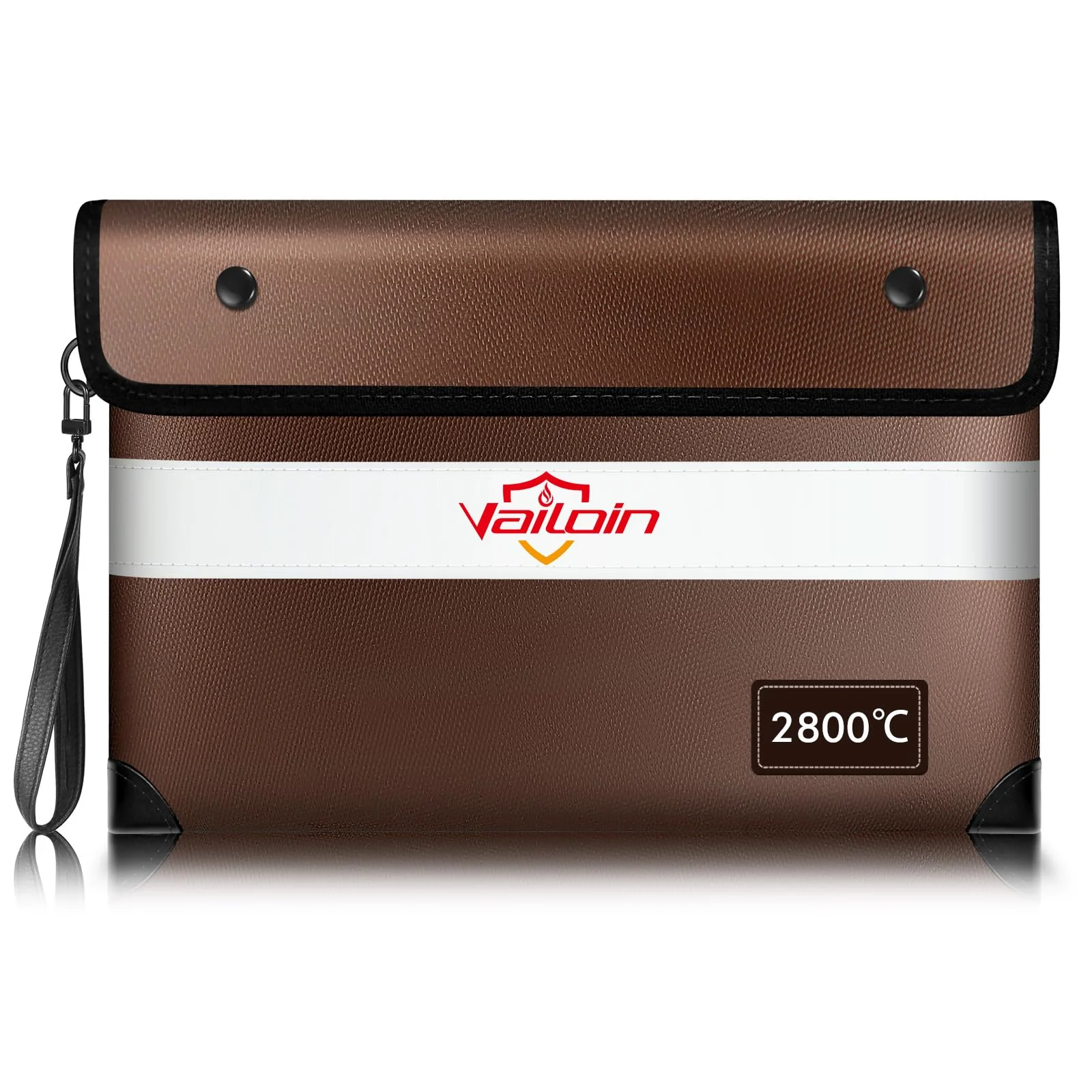 Vailoin 5200℉ Insulated Fireproof Money Bag for Cash with Waterproof Zipper,Small Fireproof Pouch,Fire Proof Money Bag for Important Documents,Valuables (11"x7.7",Brown)