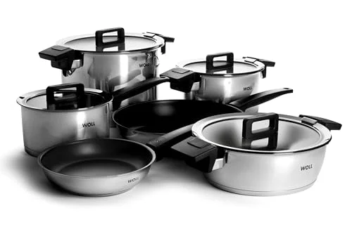 WOLL – Concept Topf- & Pfannenset 10-tlg. Edelstahl – Induktion – für alle Herdarten – backofenfest bis 200 °C – komplettes Kochgeschirr silber