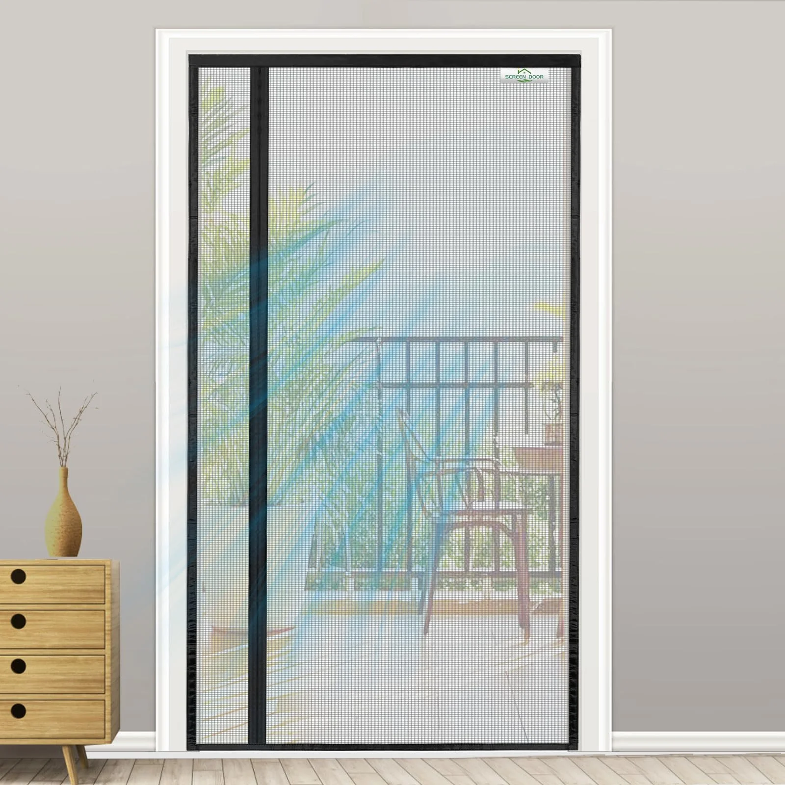 SCREEN DOOR Fliegengitter Tür 130x200cm | Umkehrbare Fliegengitter Balkontür mit Links/Rechts-Öffnung, Einfacher Zugang, Insektenschutz – Schwarz