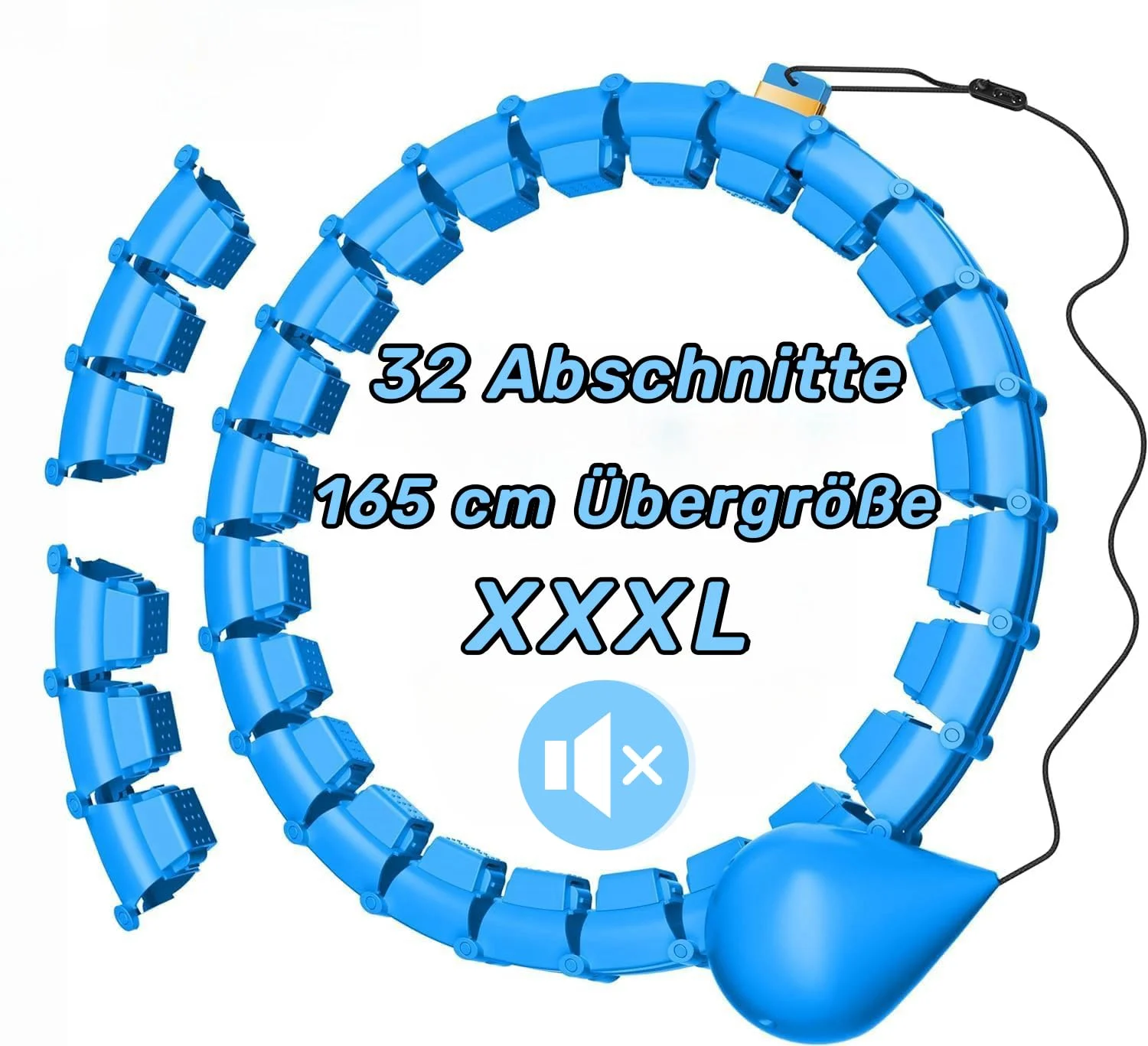 Smart Hoop Reifen Erwachsene mit Gewicht Kugel，32 Knoten Umfang (57-165cm) Abgebauter Fitnessreifenl，Hullahub Reifen Zum Abnehmen für Gewichtsverlust, Fitness, Unterhaltun