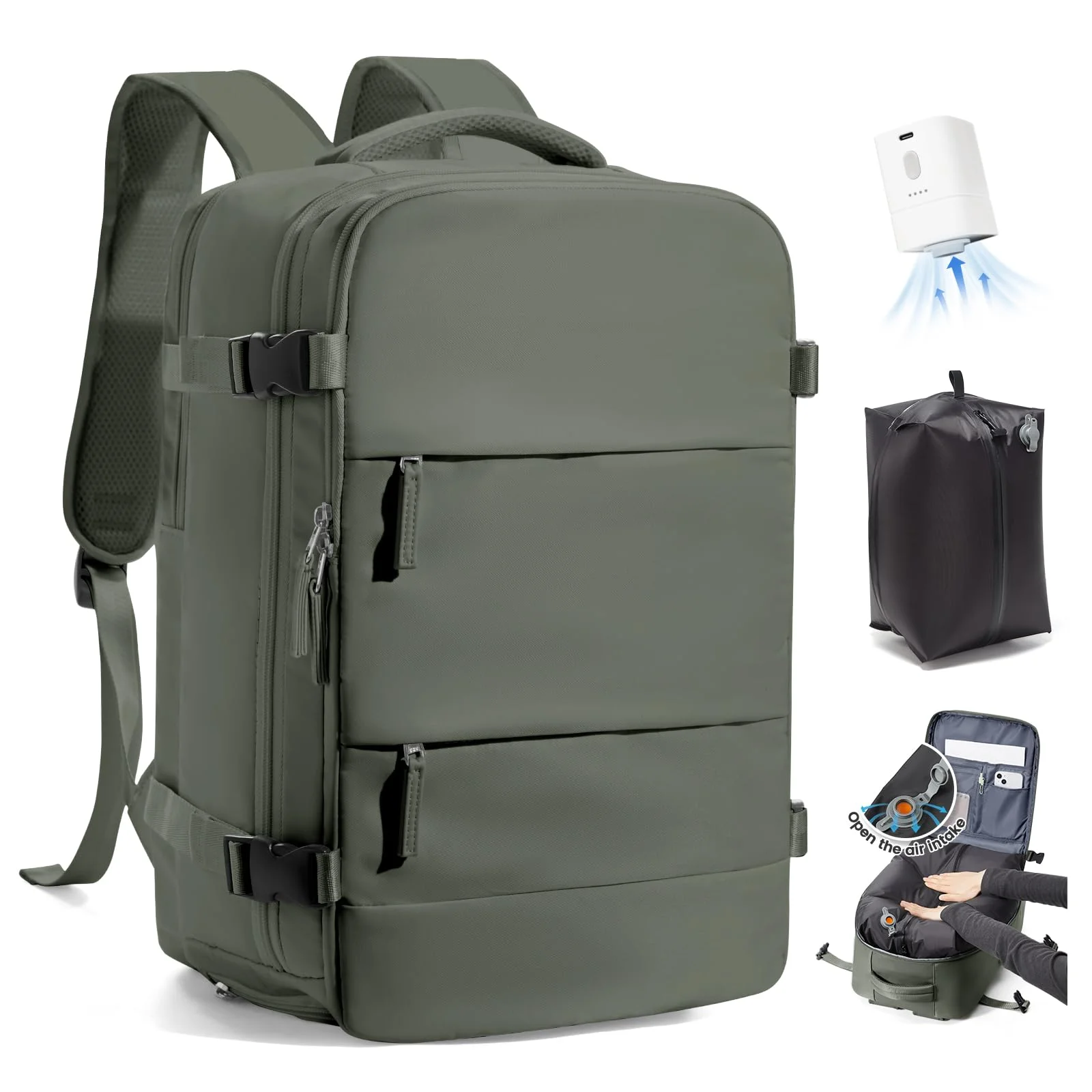 SZLX Vakuum Rucksack 40x30x20 Wizz air Handgepäck Rucksack 40x30x20 für Ryanair Vakuum Reiserucksack Flugzeug Easyjet Handgepäck Laptop Rucksack 14 Zoll mit Schuhfach für Herren Damen