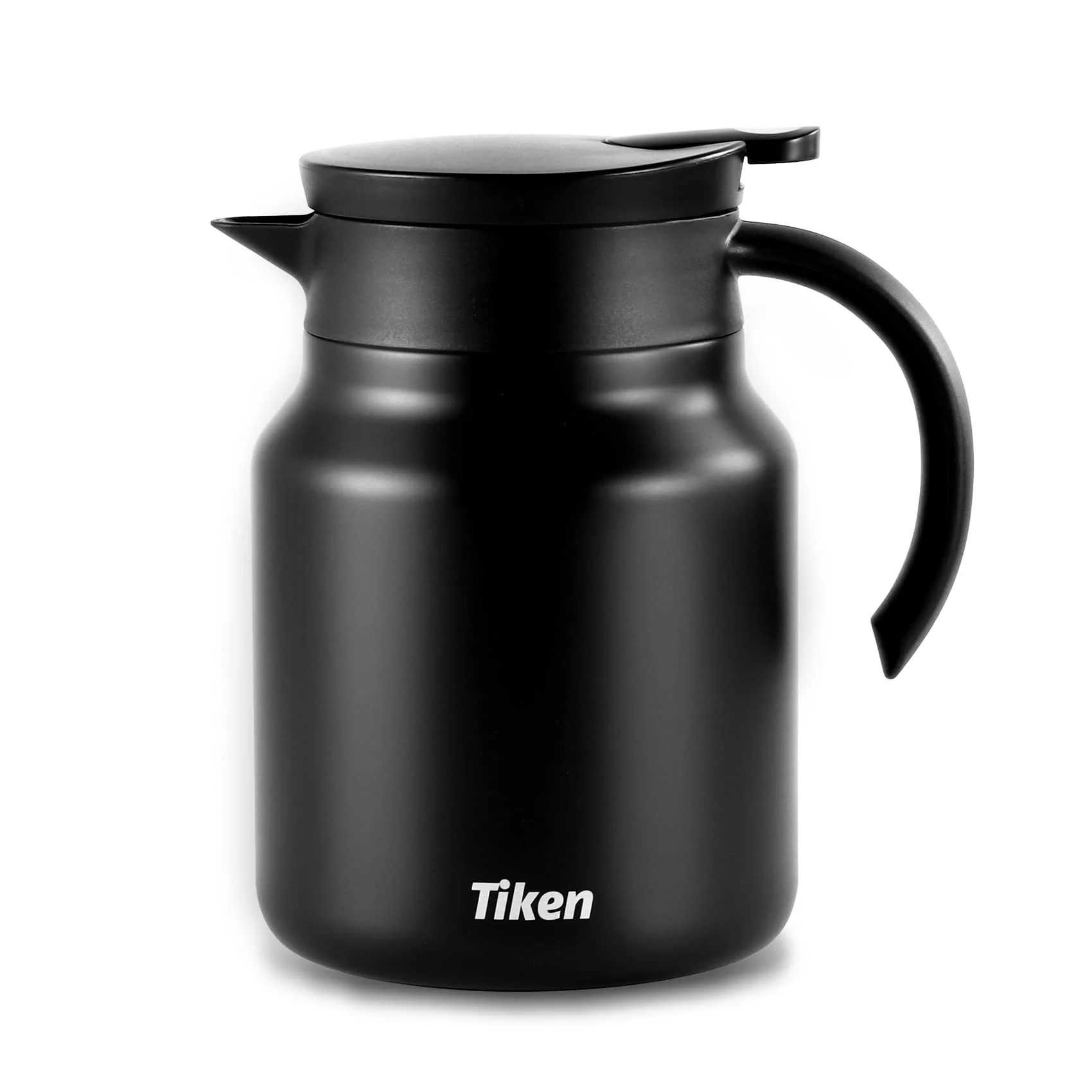 Tiken 1L Thermoskanne aus Doppelwandingem Edelstahl Isolierkanne Kaffeekanne mit Quick Tip Verschluss