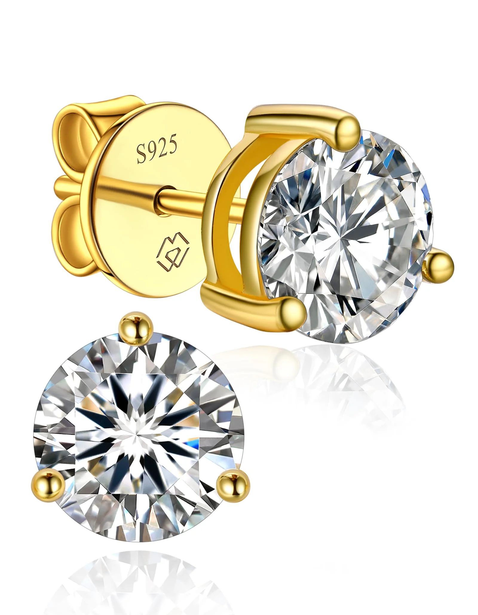 MomentWish Moissanite Ohrringe Silber 925 Stecker Diamant Ohrstecker Damen | 0,6-3 Karat Ohrringe Stecker 585 Weißgold/Rosegold/Gold Beschichtet Hypoallergen Schmuck Weihnachten Geschenk für Frauen