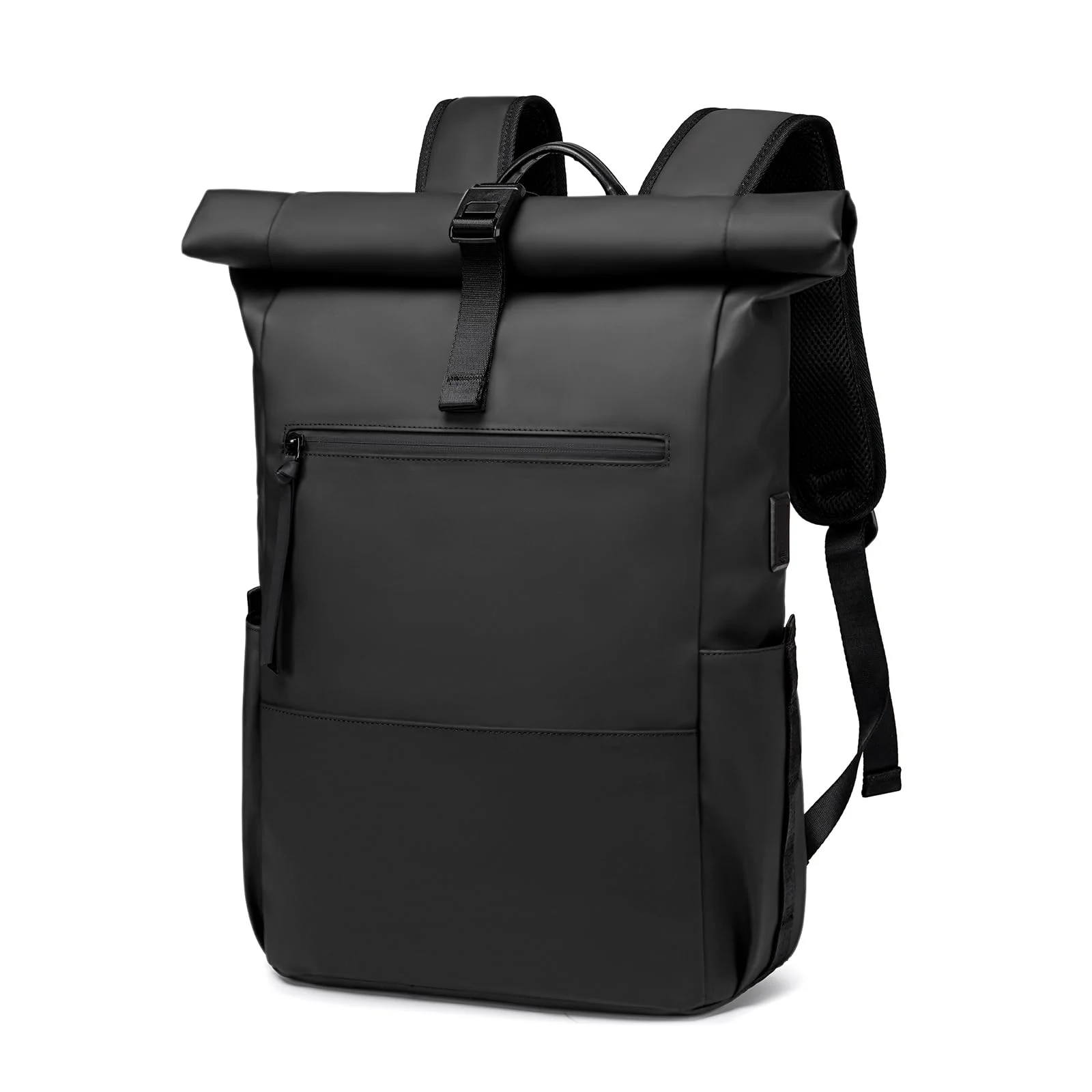 BJIAX Rolltop Rucksack Herren, Wasserdichter Laptop-Rucksack 16 Zoll | YKK Reißverschluss,Separates Laptopfach, Handgepäck, Für Geschäft & Reisen,Schwarz