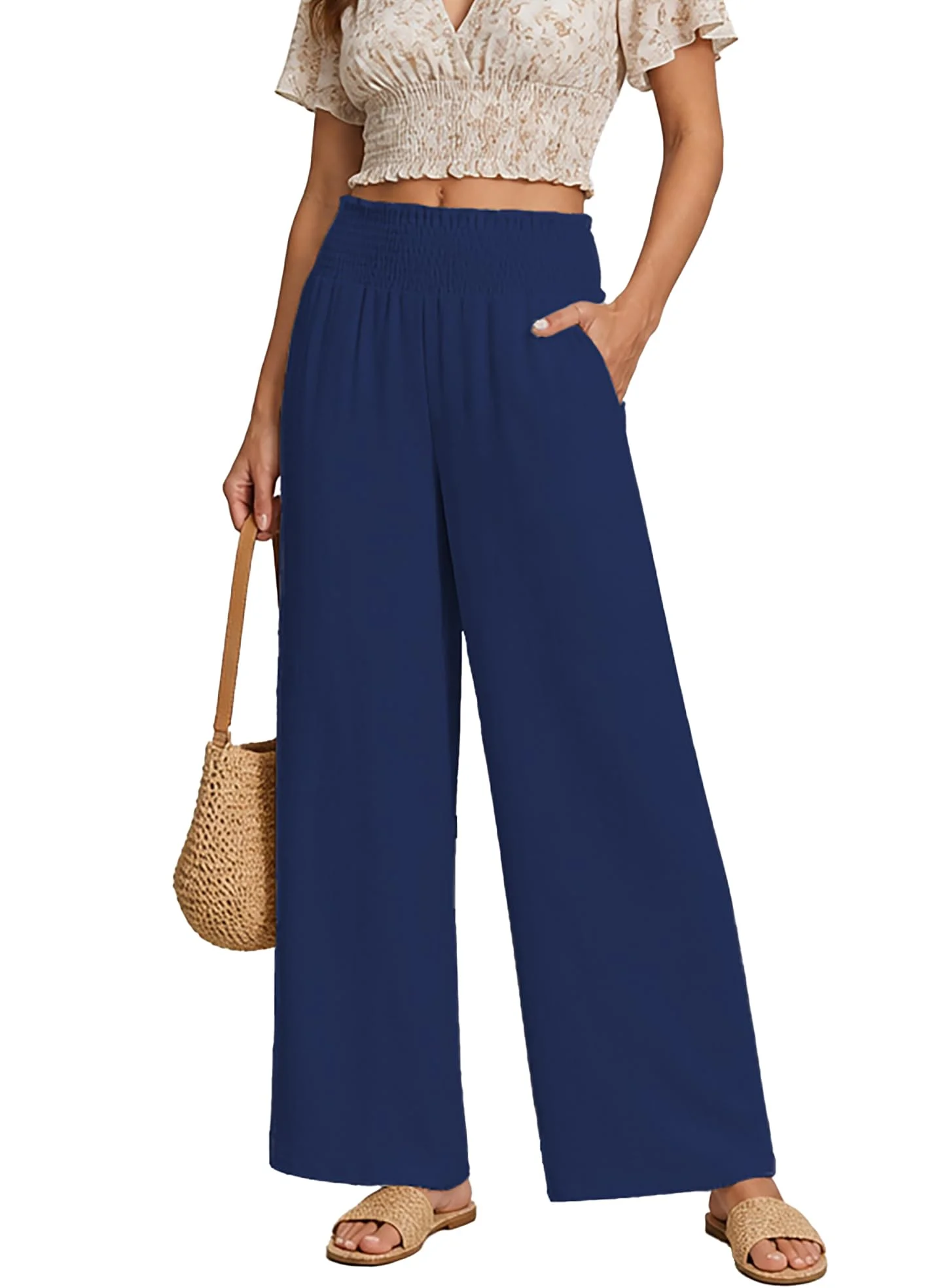 WUWUSKY Hosen Damen Culotte High Waist Sommerhose Weites Bein