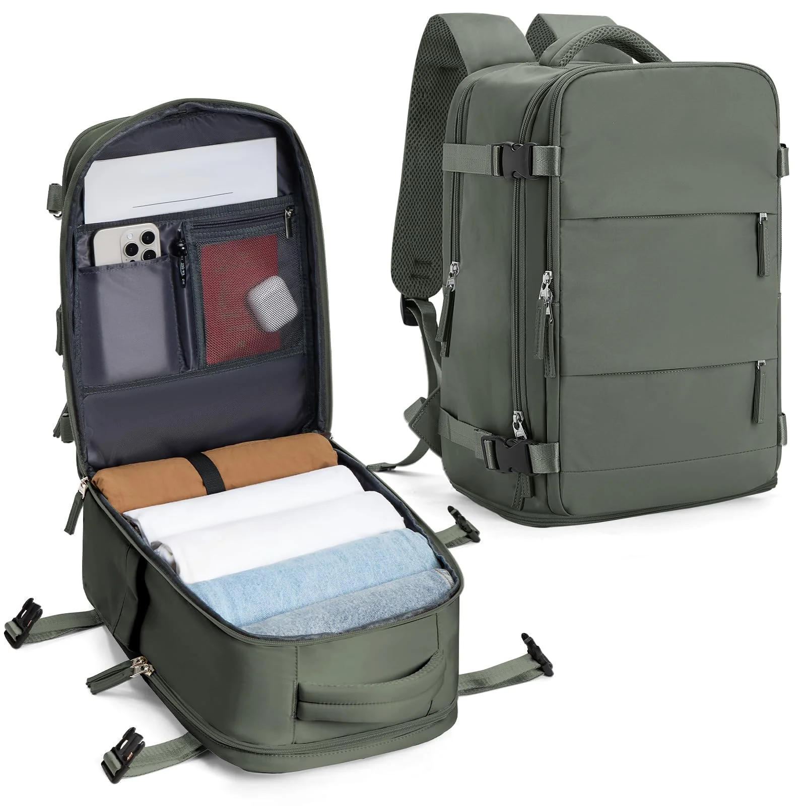 SZLX Handgepäck Rucksack 40x20x25 für Ryanair Reiserucksack Flugzeug Unter Sitzplatz Tasche Easyjet Handgepäck 45x36x20 Laptop Rucksack mit Schuhfach für Herren Damen Schulrucksack Jungen Teenager