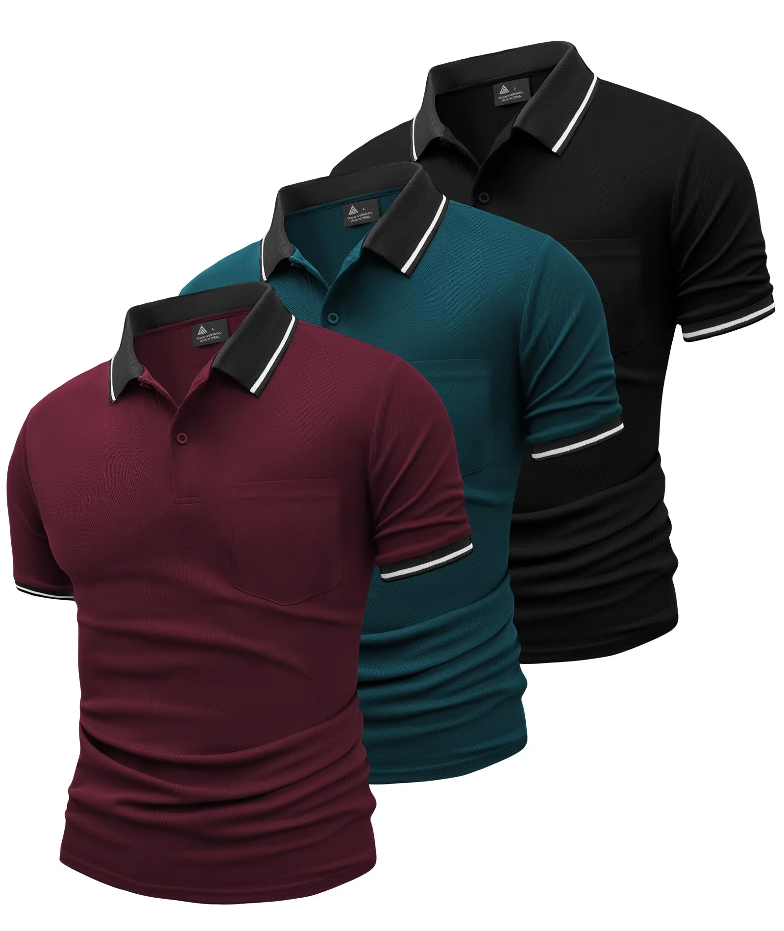SwissWell 3er Pack Poloshirt Herren Kurzarm Golf Poloshirts Atmungsaktiv T-Shirt für Herren Polo Shirt