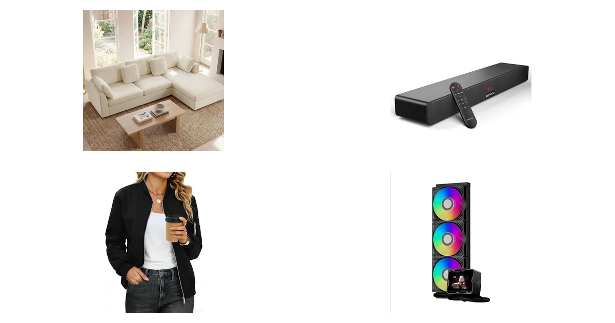 Kingfun Ecksofa Cream mit Schlaffunktion 274 cm und MEREDO Soundbar 2.1 im Blitzangebot