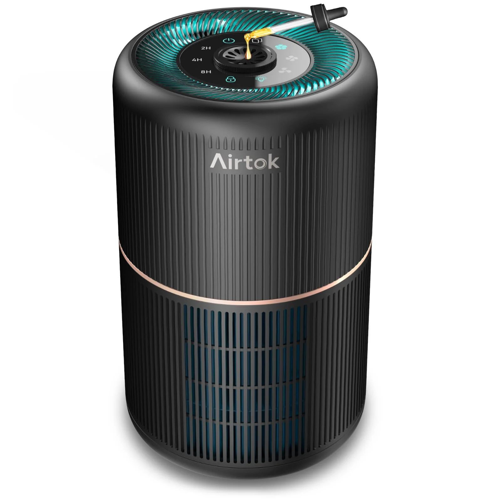 AIRTOK Luftreiniger, Luftreiniger Allergiker mit Aromatherapie, HEPA Luftfilter gegen Schimmel Staub Pollen Gerüche, 99,97% Entfernung bis 0,1 Mikrometer,Nachtlicht,Kindersicherung,Timer,25dB
