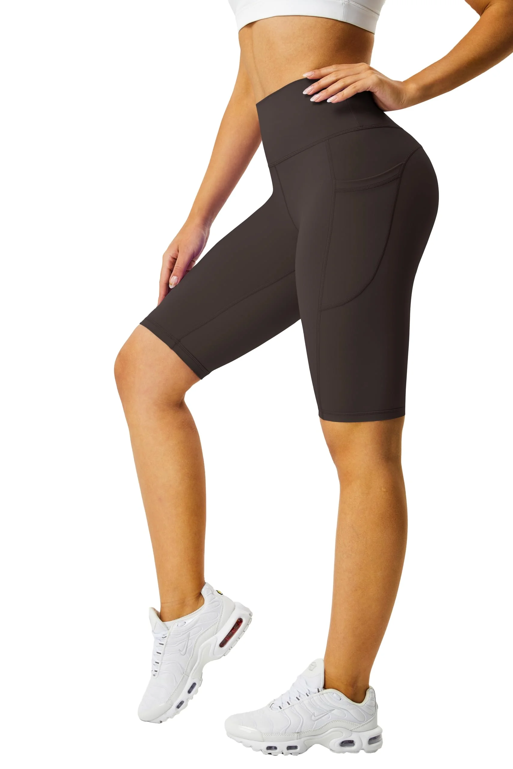 Buepeara Shorts Leggings Damen Hosen mit Innentasche Hohe Taille Yoga Kurze für Gym Sport Laufhose mit Taschen