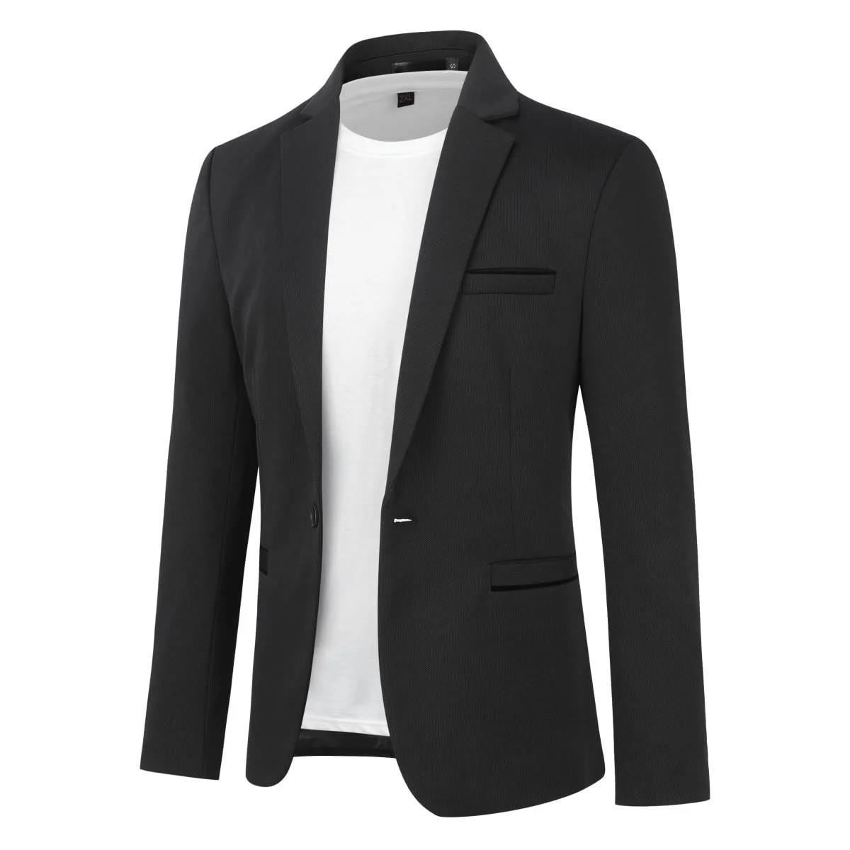 Allthemen Herren Sakko Sportlich Stretch Blazer Slim Fit Business Jackett | Anzugjacken Modern, Hochzeit Freizeit, Formelle Casual, 1 Knopf, Einfarbig, Smoking, Men's Suit Jacket