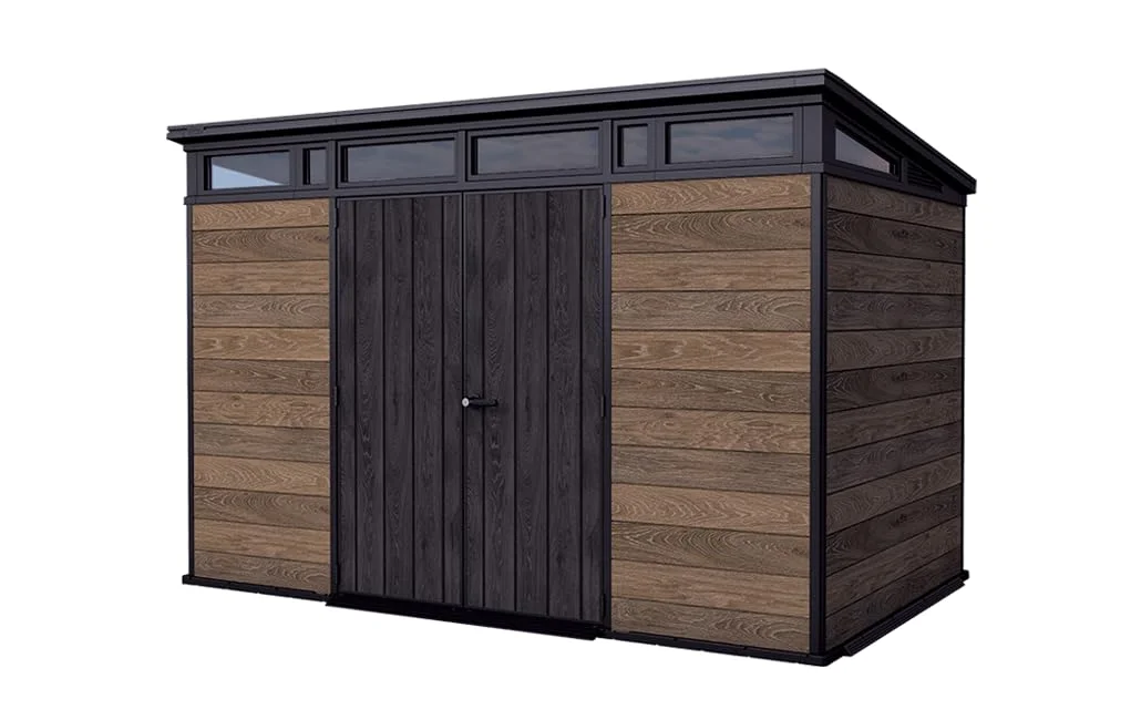 Keter Gartenhaus Signature 11x7, Gerätehaus Kunststoff in Holzoptik, 340x218x226 cm, abschließbar, mit Bodenplatte