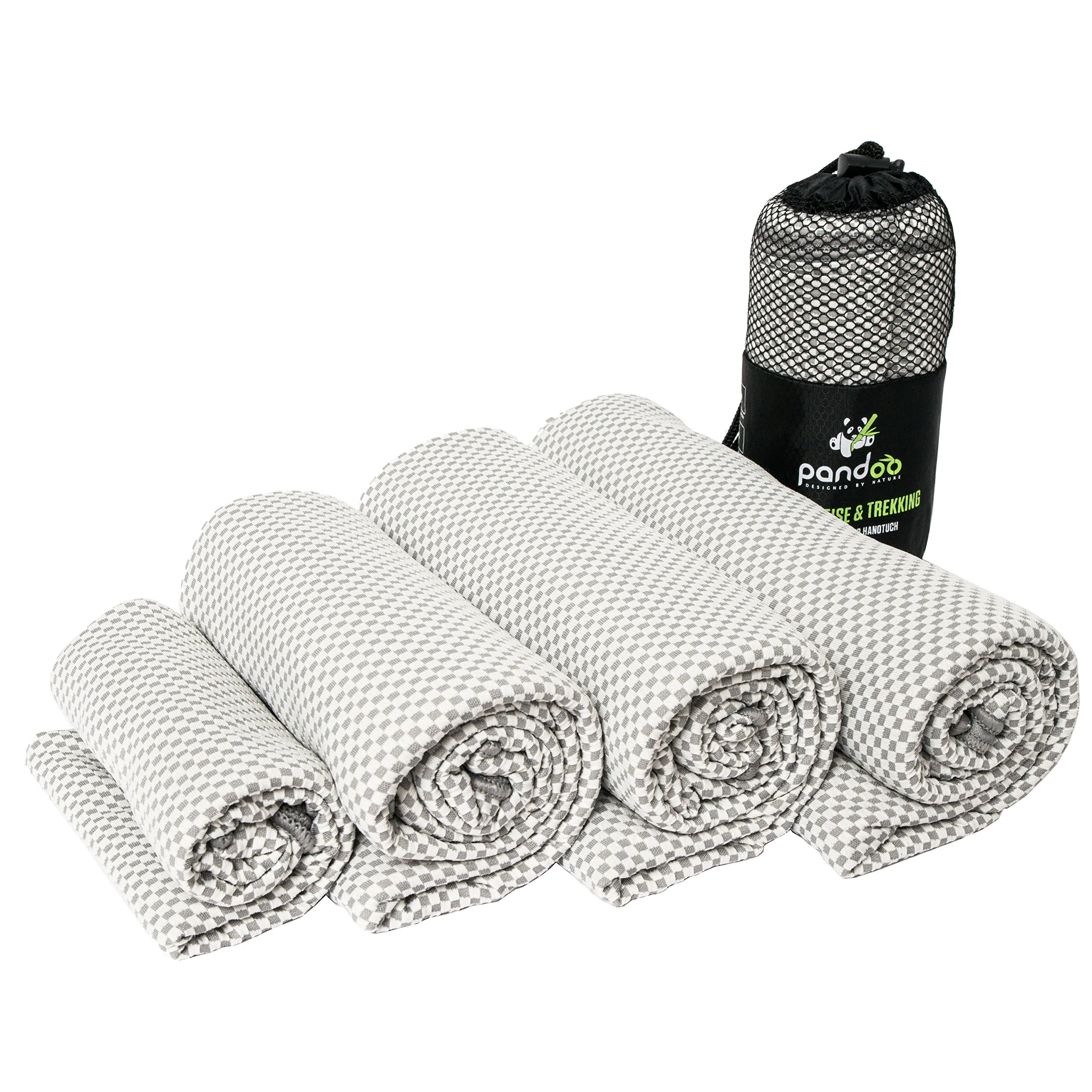 pandoo Bambus Reisehandtuch | Ultraleicht, extrem saugfähig, antibakteriell & schnelltrocknend | Besser als herkömmliche Mikrofaser | Sport-, Reise-, Trekking- & Badetuch