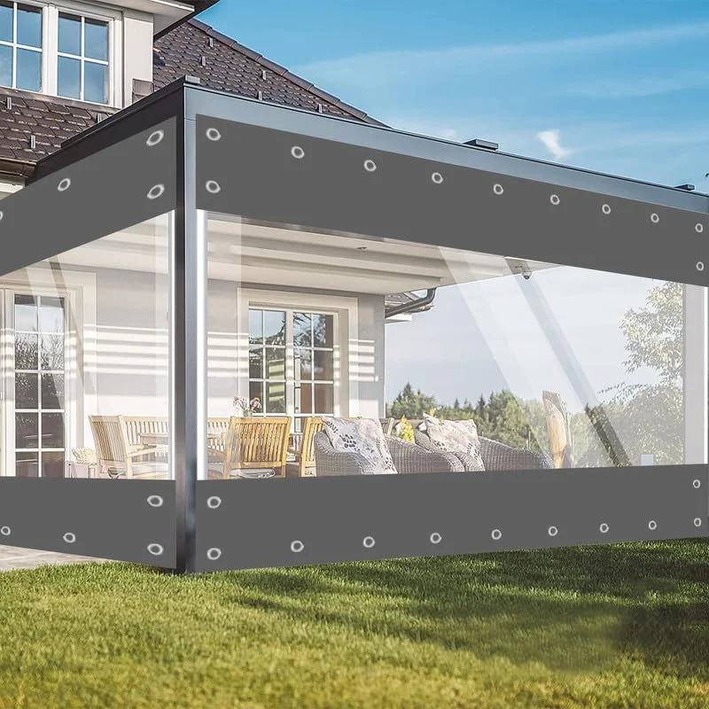 Transparente Plane mit ösen Wasserdicht 650g/m² PVC Abdeckplane | Gewebeplane Windschutz Regenschutz für Garten Pavillon Terrassen Balkon Gewächshäuser
