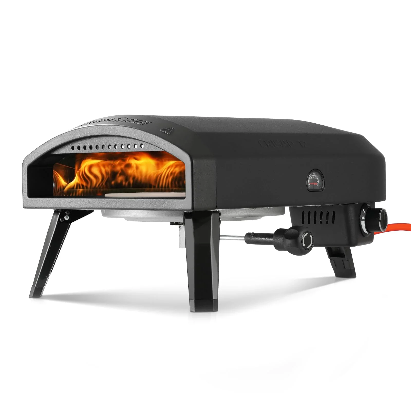 EchoSmile 12" Pizzaofen Gas Outdoor, Propangas Pizzaofen Erreicht 510 °C, Pizza Oven mit Drehbarem Pizzastein, Flammenregler, Gasschlauch und hitzebeständigem Griff