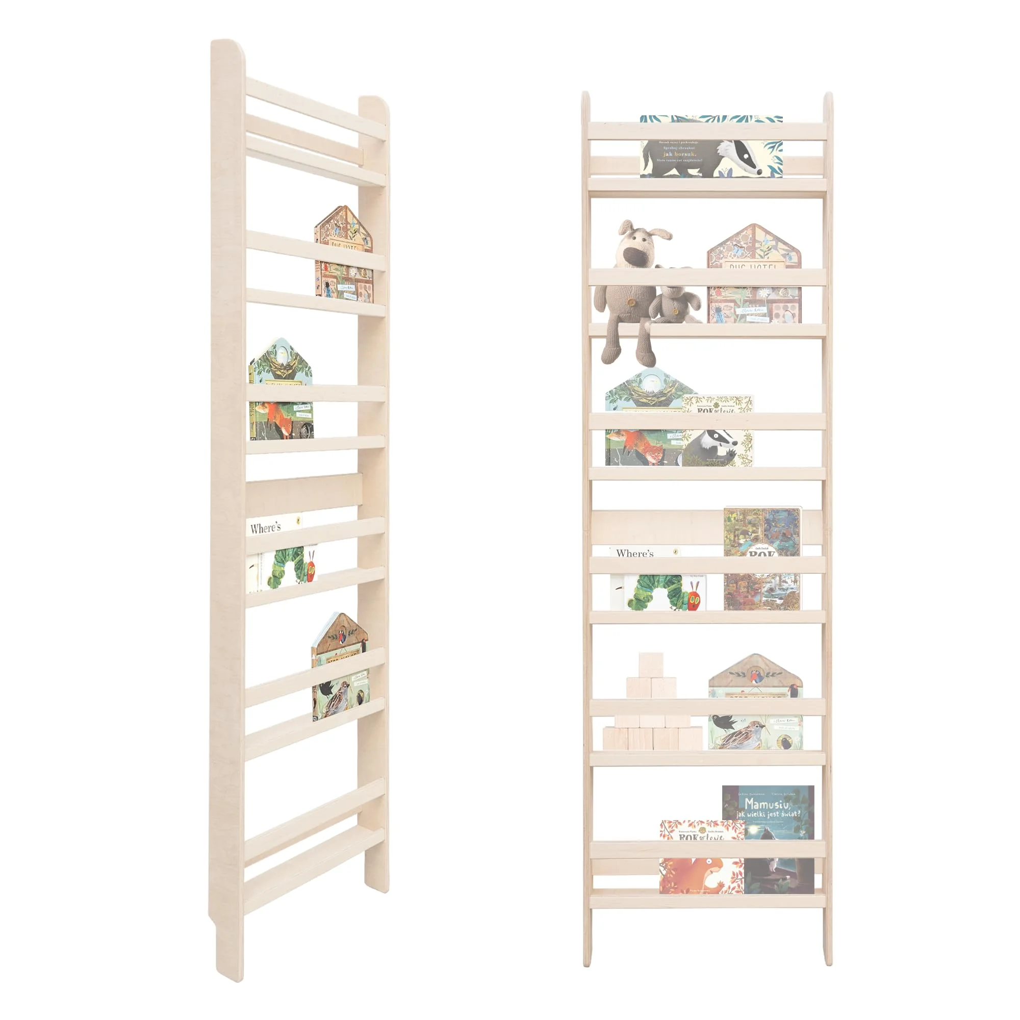 MAMOI® Kinderbücherregal aus Holzwerkstoff – Bücherkiste, Kinderbücherregal, Bücherregal für Kinderzimmer, Bücherbank, Wandregal, Montessori Kindermöbel