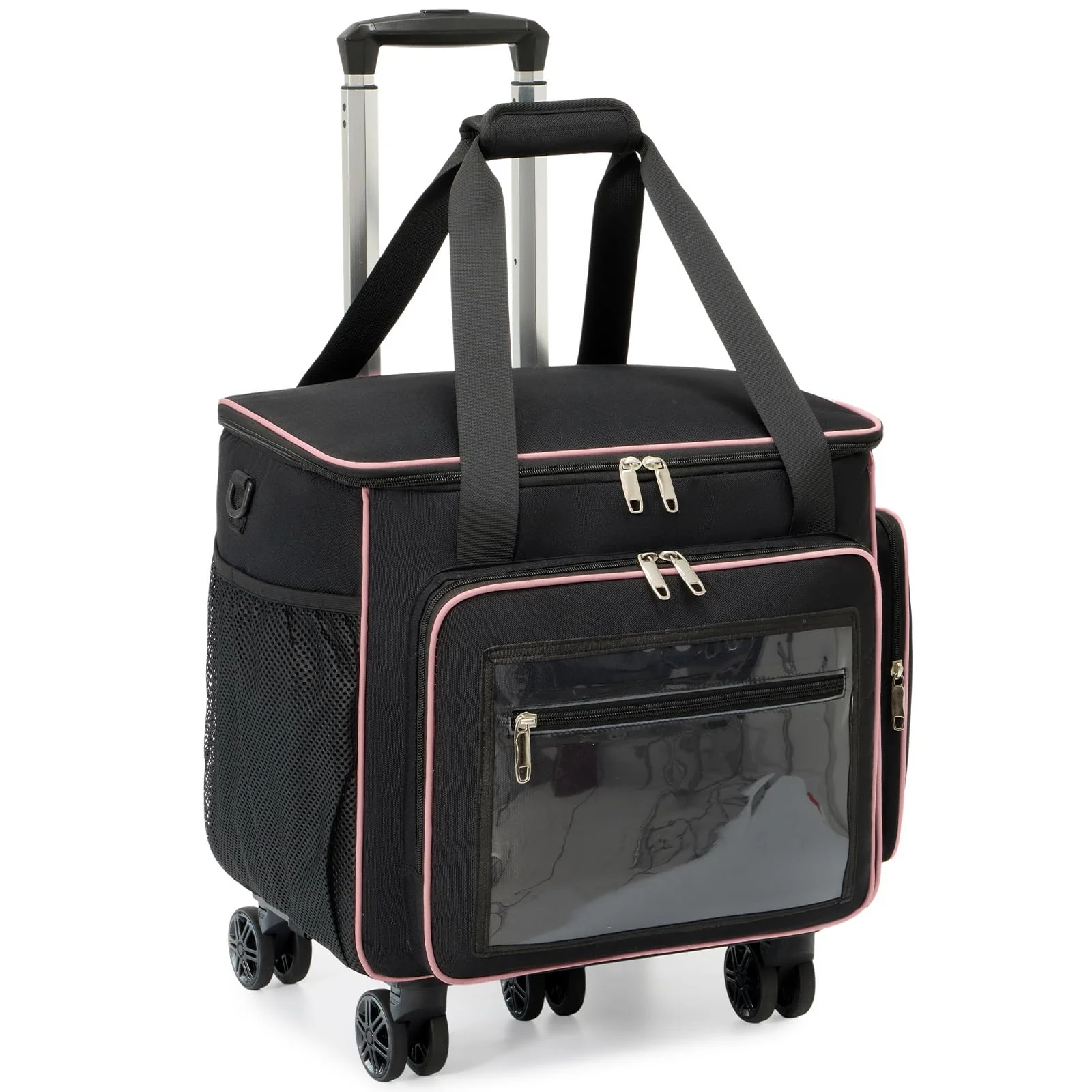 Amythe Lehrertasche mit Rollen Damen, Abnehmbarer Trolley mit 5 Rädern mit Gepolsterten Taschen für 15.6 Zoll Laptop, Laptoptasche für Wasserdicht Reisen/Schule/Büro, Schwarz