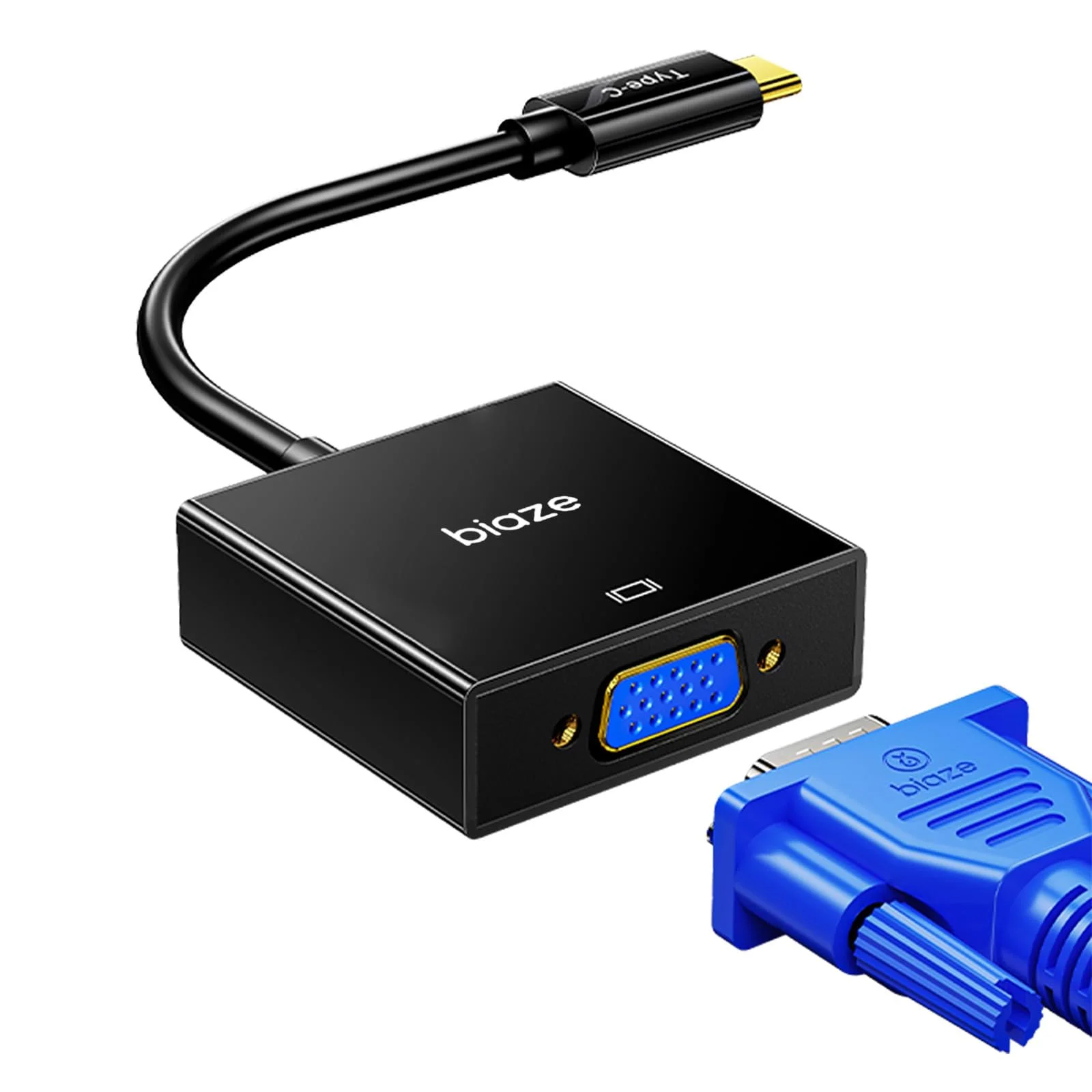 biaze ZH55 USB C zu VGA Adapter, Typ-C 3.1 auf VGA Konverter, Full HD Typ C zu vga Kompatible with iPhone 15 Plus Pro Max,MacBook Air 2022,iPad,iMac,Samsung Galaxy Tab,Dell XPS,Surface