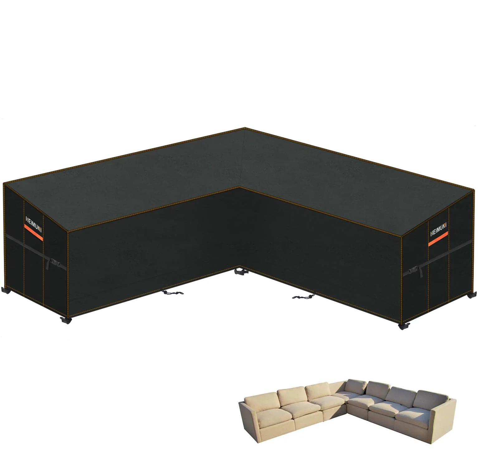 HEIMUNI L-Form Gartenmöbel Abdeckung Lounge Abdeckung Wasserdicht | Loungemöbel L Form Schutzhülle Gartenlounge Abdeckplane Gartenmöbel Ecksofa Loungemöbel Abdeckhaube, 300x300x100x90/65cm