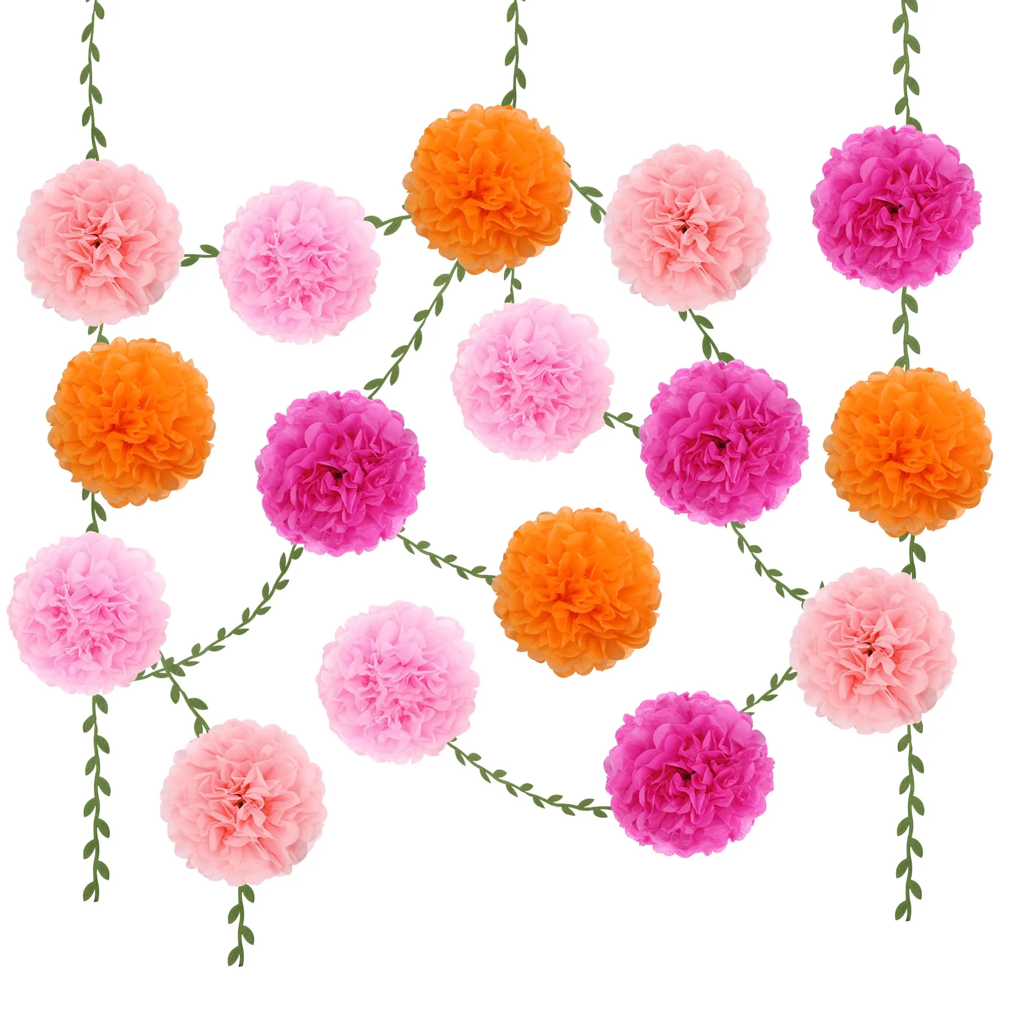 BestoFun 16 Stück Beige Rose Seidenpapier Pompons Girlanden Beige Rosa Papierblumen Party Deko Pompons Dekoration für Hochzeit Abschlussball Babyparty Geburtstag Gartenparty