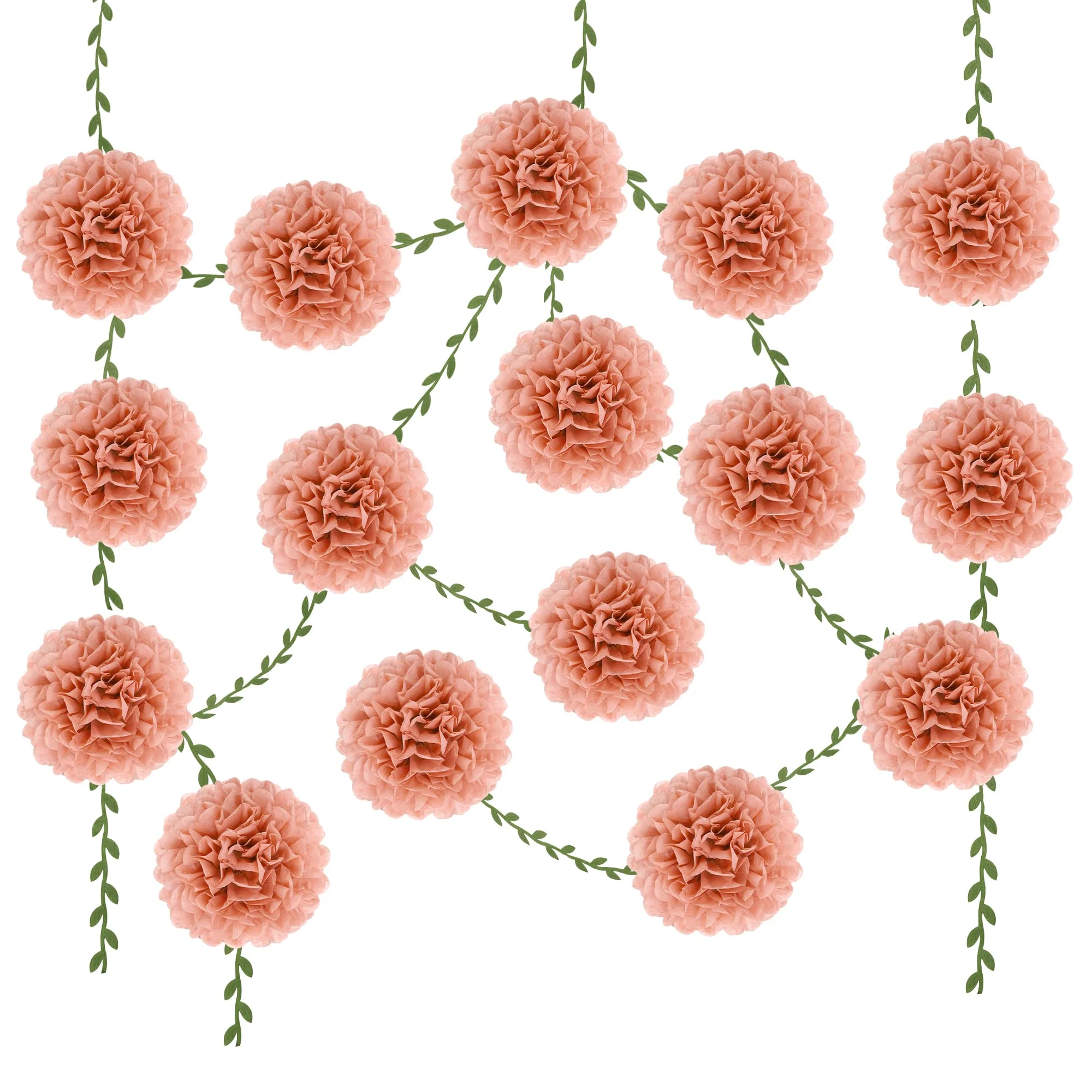 BestoFun 16 Stück Rosa Seidenpapier Pompons Girlanden Papierblumen Party Deko für Hochzeit Abschlussball Babyparty Geburtstag Gartenparty