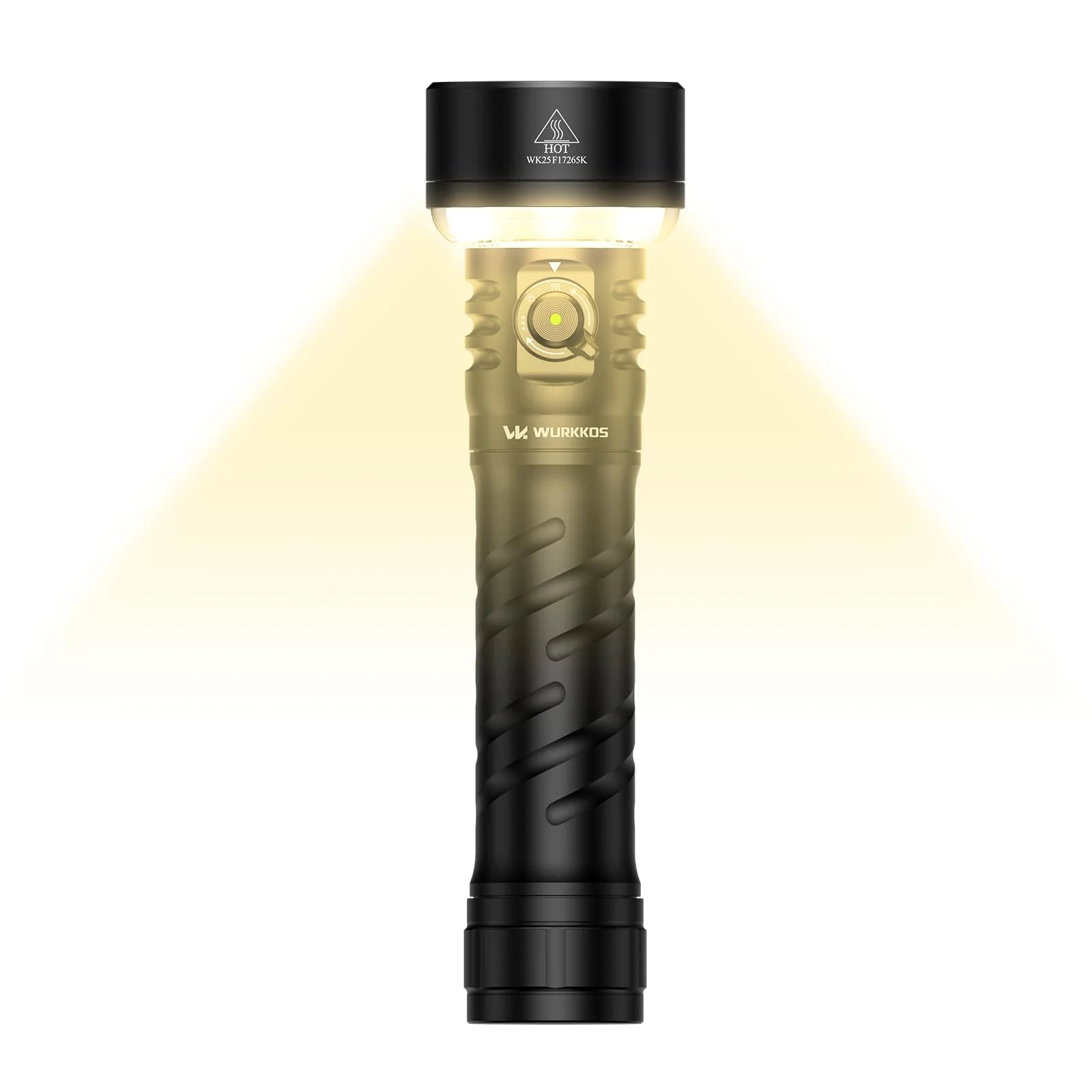 Wurkkos TS27 Led Taschenlampe Aufladbar 3200 Lumen Taschenlampen | Bidirektionalem Licht,845M Reichweite, 3 Lichtmodi IP68 Wasserdicht für Camping Wandern Outdoor - Black