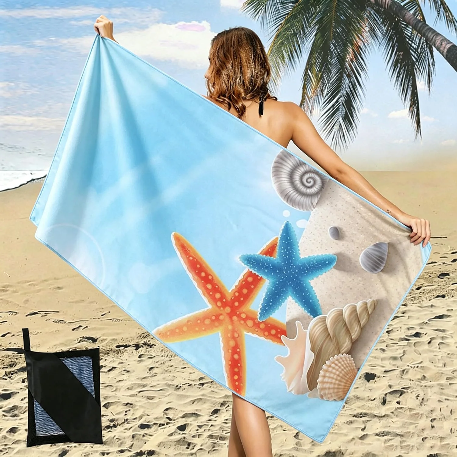 LANHUIYY microfaser Strandtuch - Strandtuch groß 160x80cm -Strand handtücher sandfrei - schnell trocknende und leichte Strand handtücher. Geeignet für Camping, Fitnessstudio, Strand.