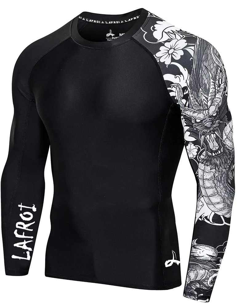 LAFROI Herren Langarm UPF 50+ Kompressionsshirt Rash Guard-CLYYB