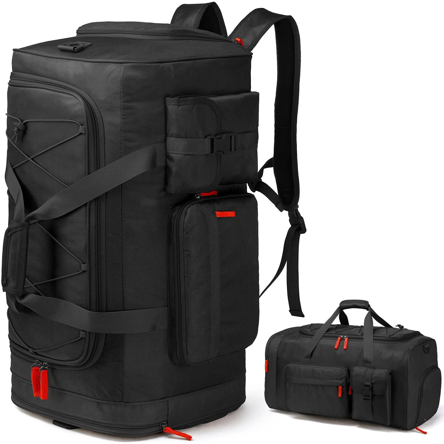 TAIHOYIN 70L Sporttasche Herren Extra Groß Reisetasche Rucksack mit Schuhfach Wasserdicht Fitness Trainingstasche Damen Weekender Duffel Bag für Gym, Reise, Sauna, Schwarz