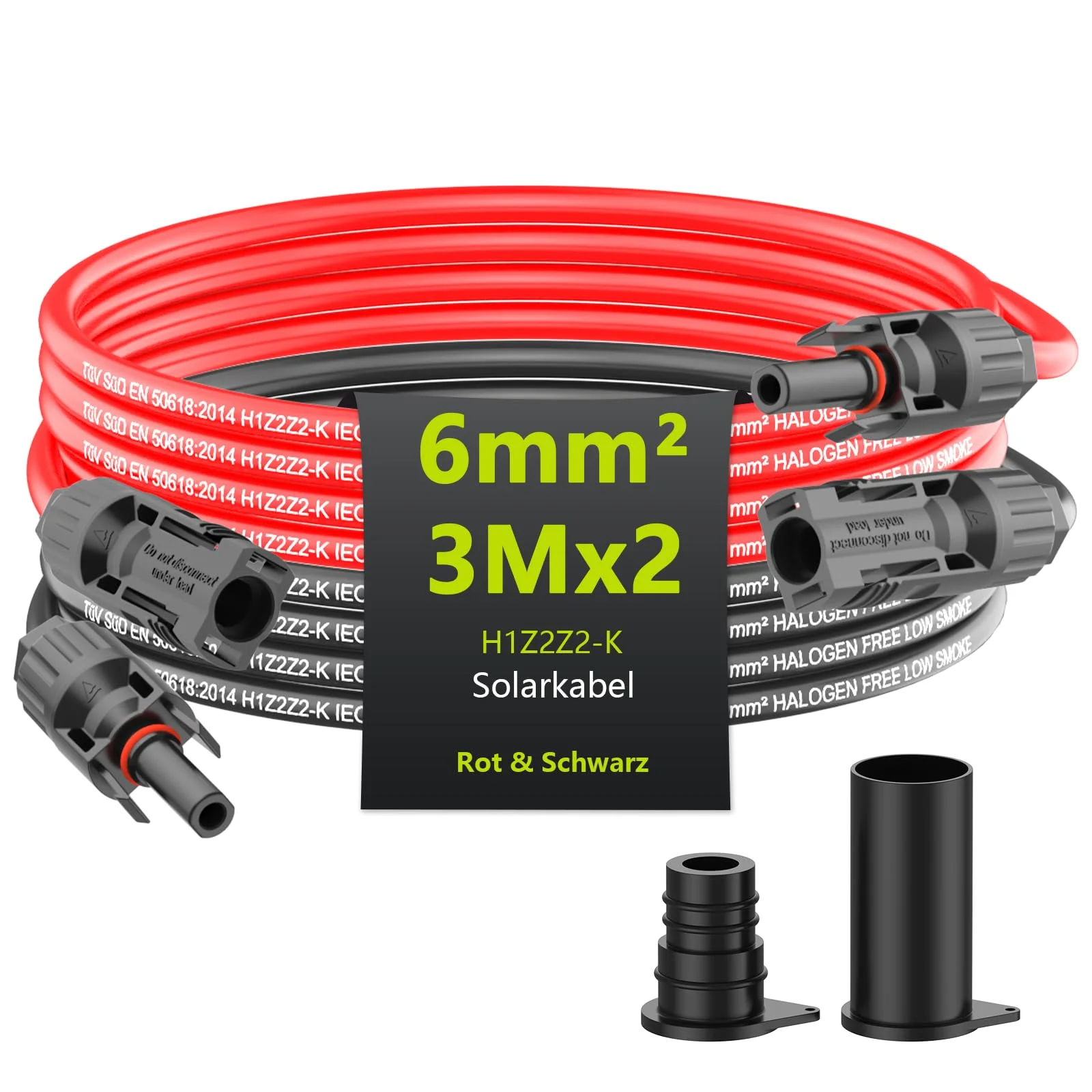 Tool-free Solarkabel 4mm²/6mm²,Solarkabel Verlängerung 1/2/3/5/10M,PV Kabel(6mm2, 3meter)