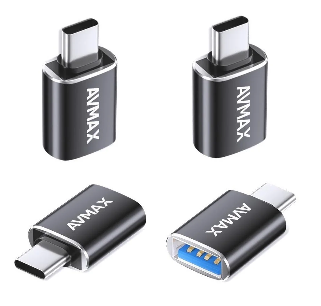 AVMAX USB-auf-USB-C-Adapter, 4 Stück, USBC-Stecker auf USB-A 3.0-Buchse, OTG-Adapter