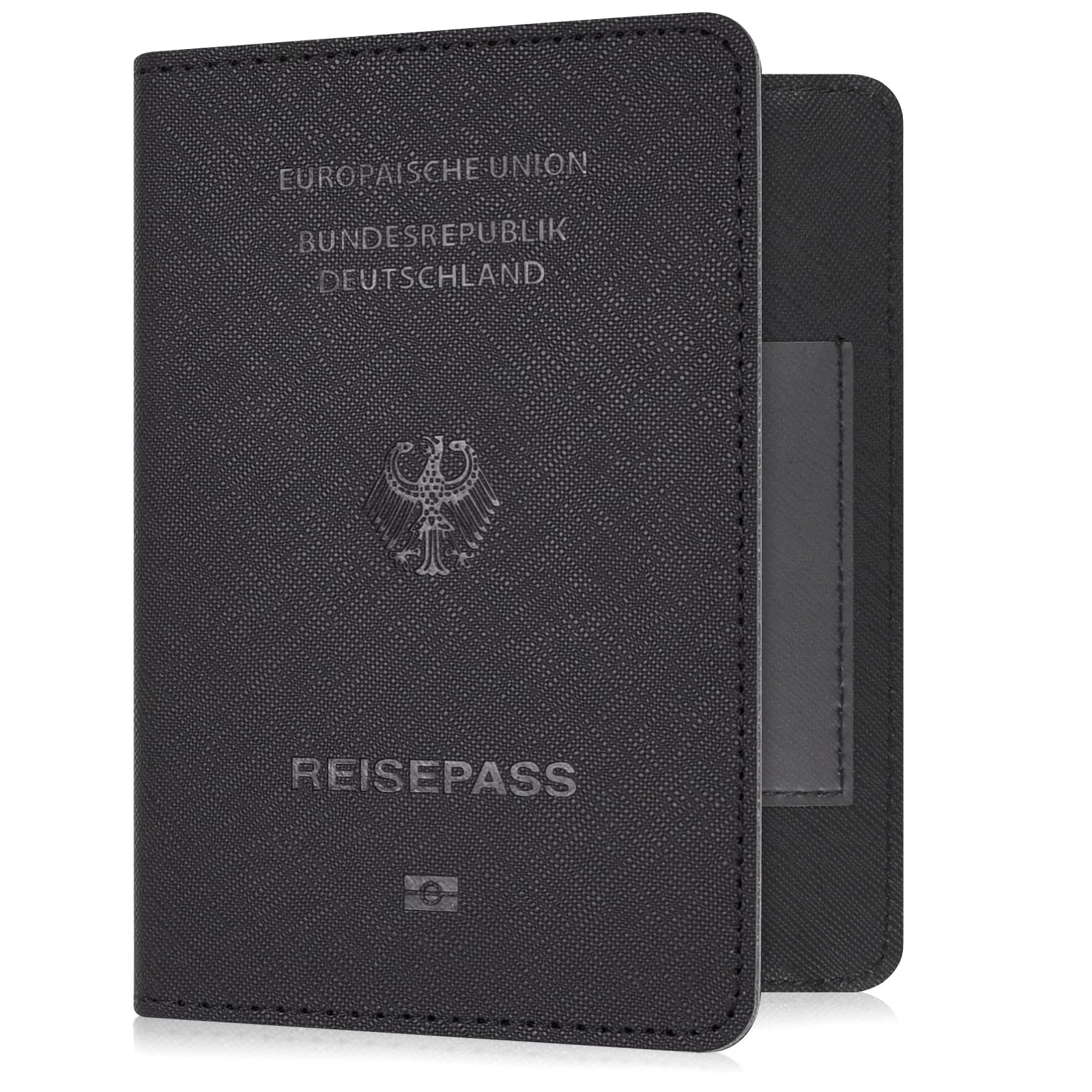 YAVIV Reisepasshülle für Reisen mit RFID-Schutz für Damen&Herren,Schwarz | RFID Reisepasshülle aus Premium Kunstleder für Reisepass Kreditkarten Bordkarten, ideal für Reisen und als Geschenk.